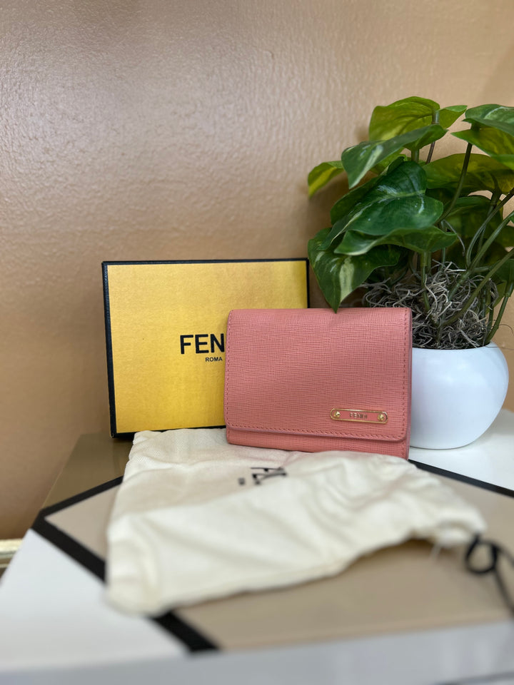 Fendi Pink Leather Card Case