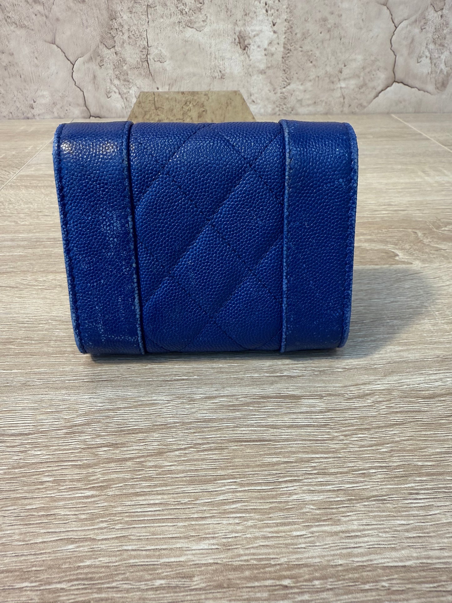 Chanel Royal Blue Caviar Compact Wallet