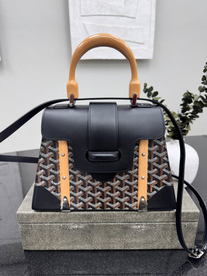 Goyard Black Goyardine Coated Canvas Saigon Structure Top Handle Bag PM