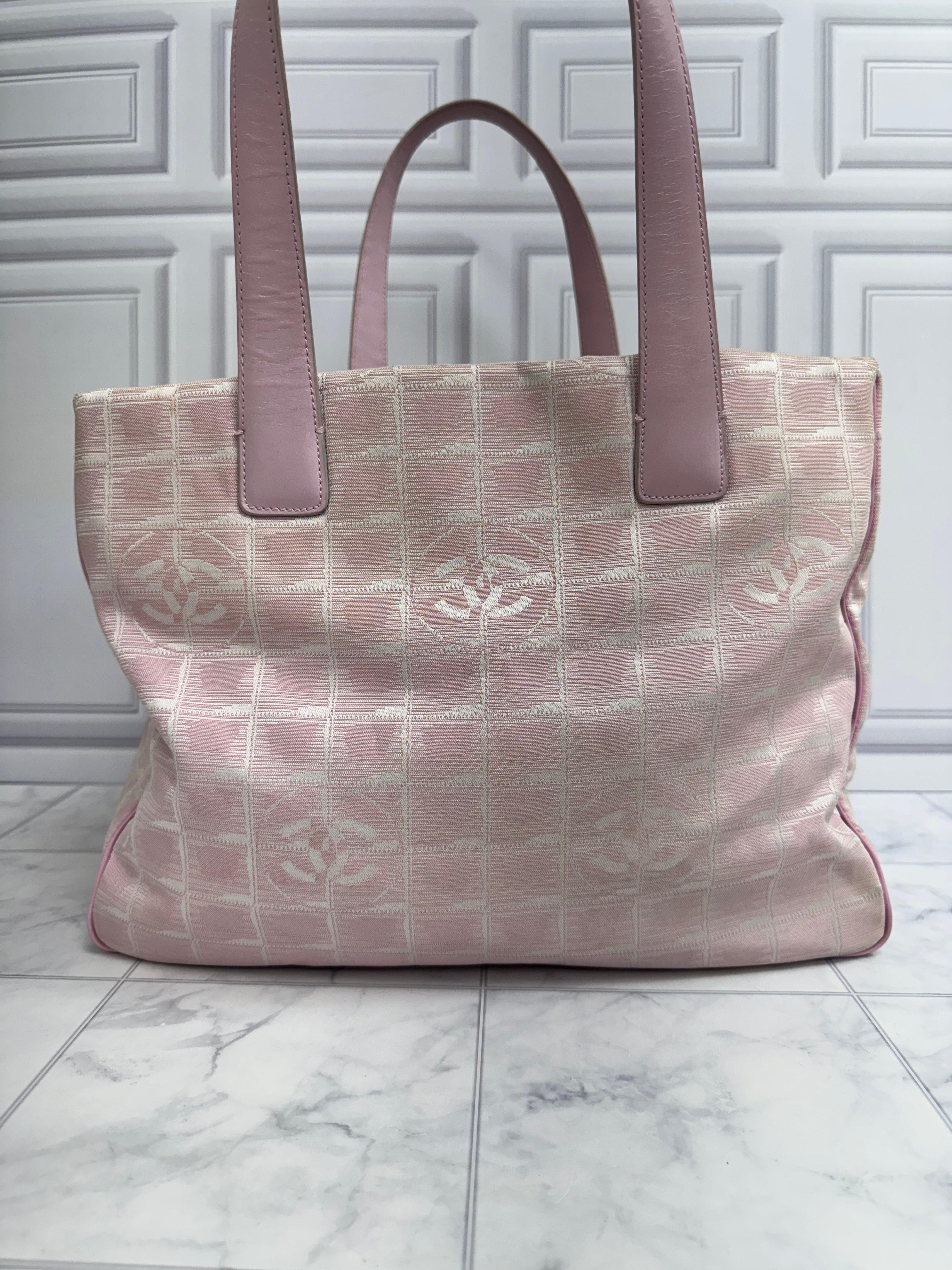 Chanel Pink Nylon Travel Line Tote Bag
