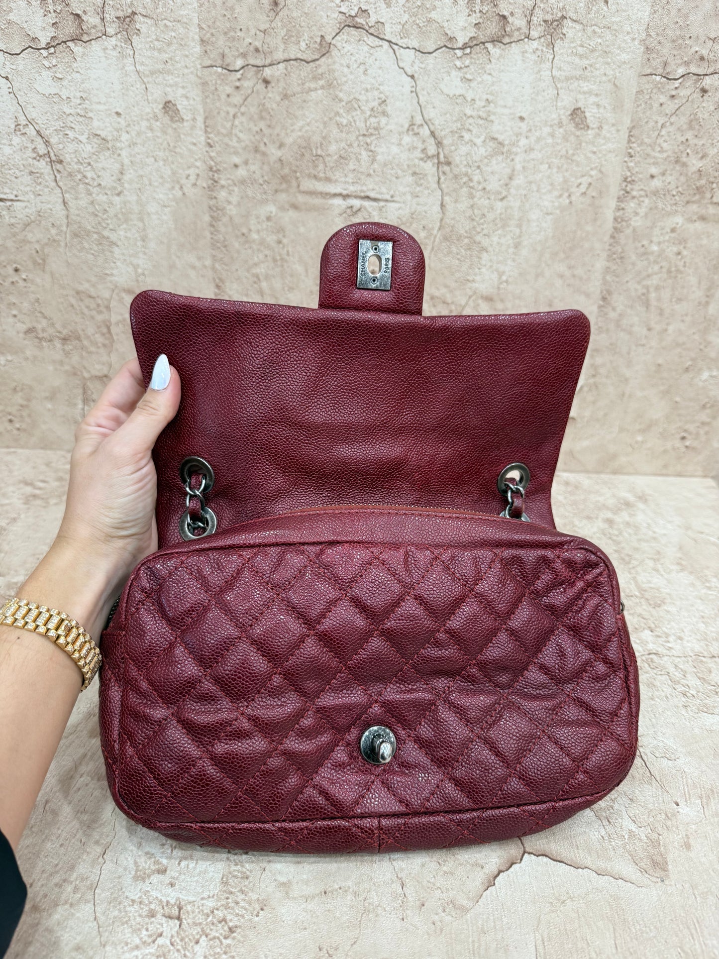 Chanel Burgundy Caviar Leather Flap Bag