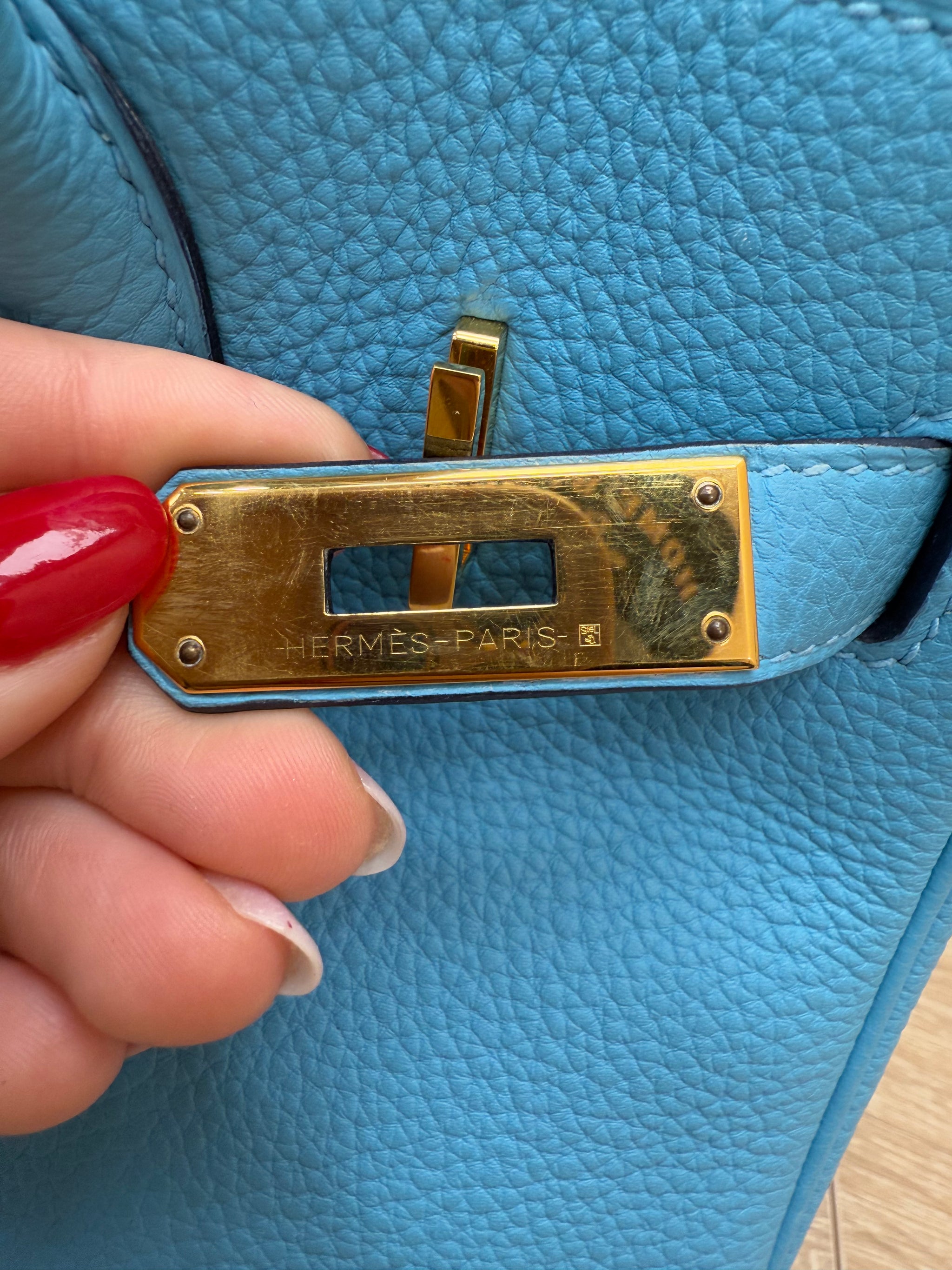 Hermes Bleu de Nord Togo Leather Birkin 30 with Gold Hardware