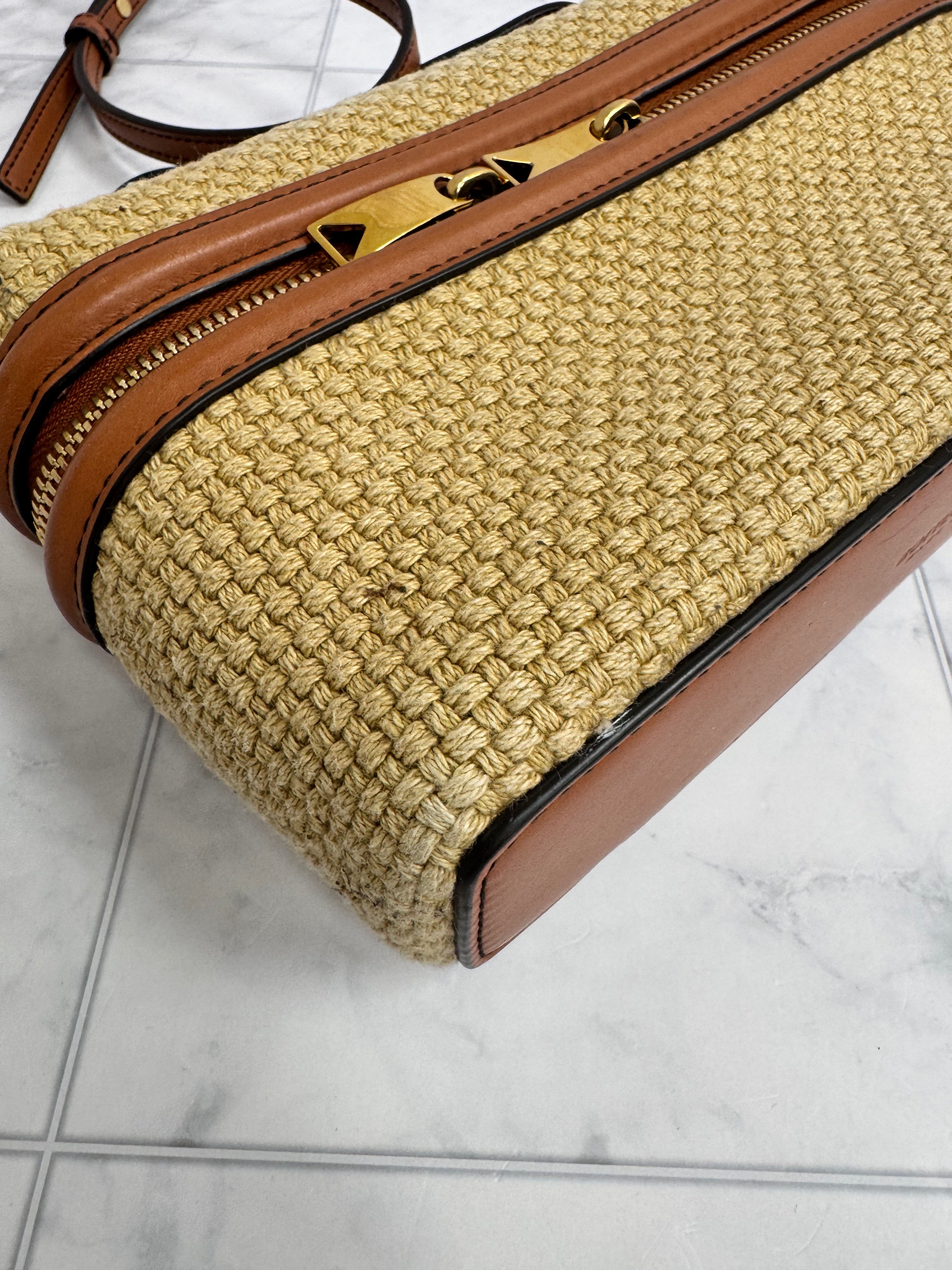 *DONS DROP* Bottega Veneta Brown Woven Jute Bang Bang Vanity Case Crossbody