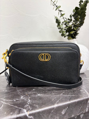 *DONS DROP* Christian Dior Black Leather Caro Double Crossbody Bag
