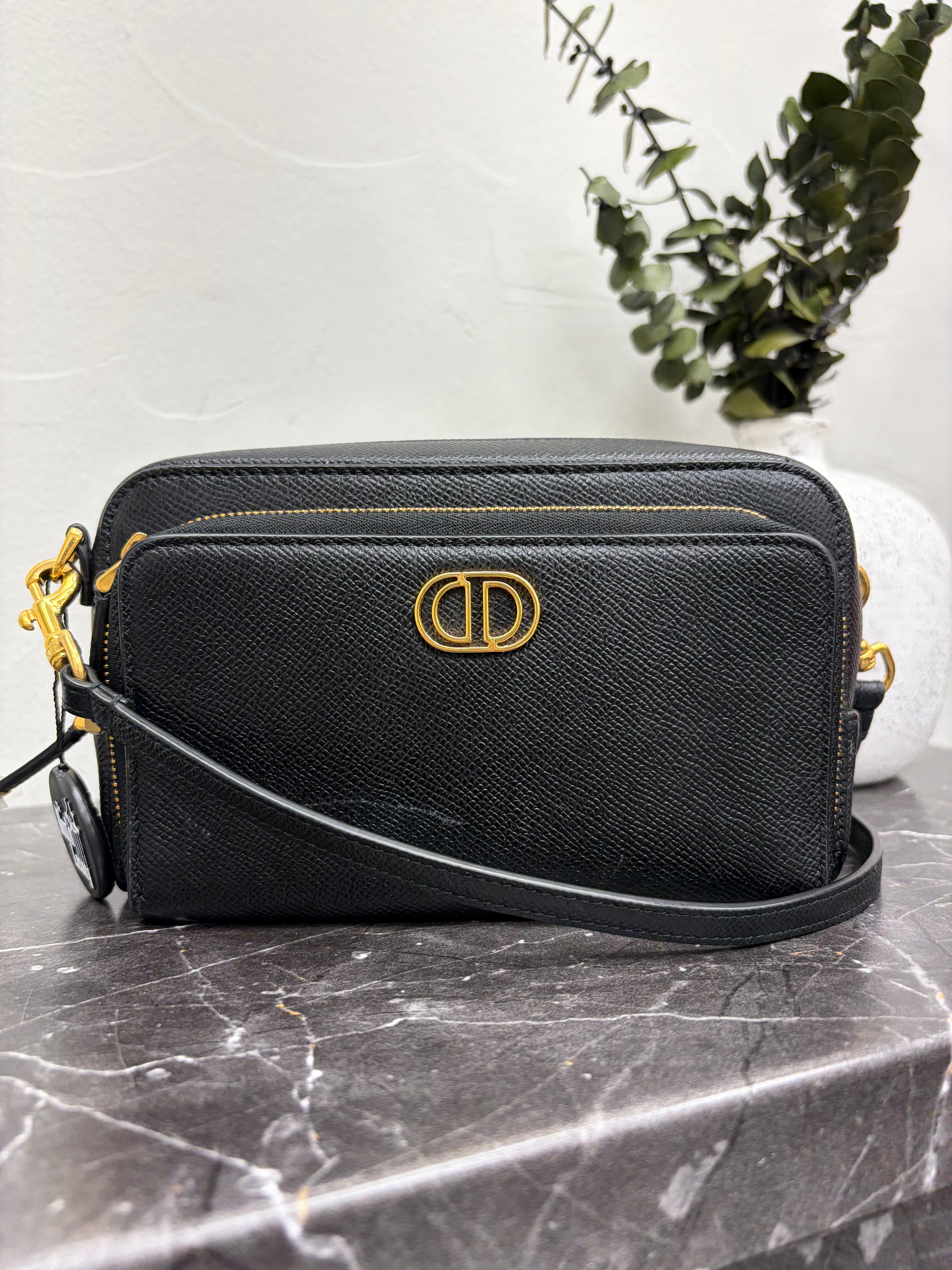 *DONS DROP* Christian Dior Black Leather Caro Double Crossbody Bag