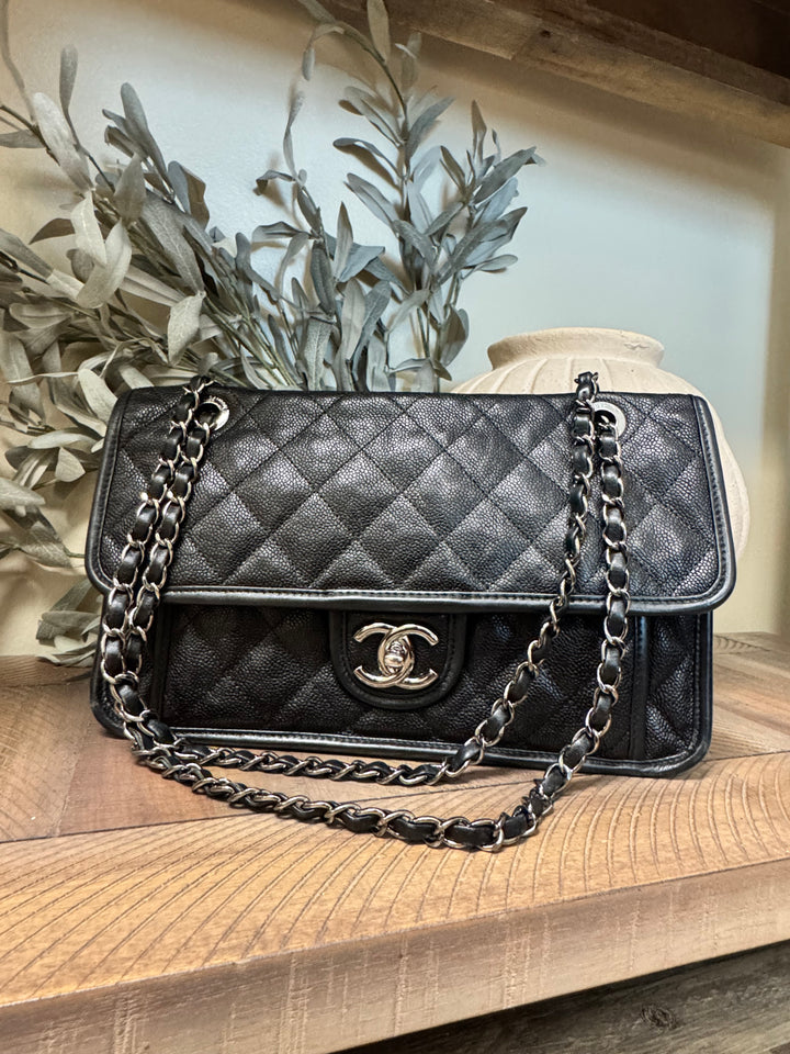 Chanel Black Caviar Riviera Flap Bag