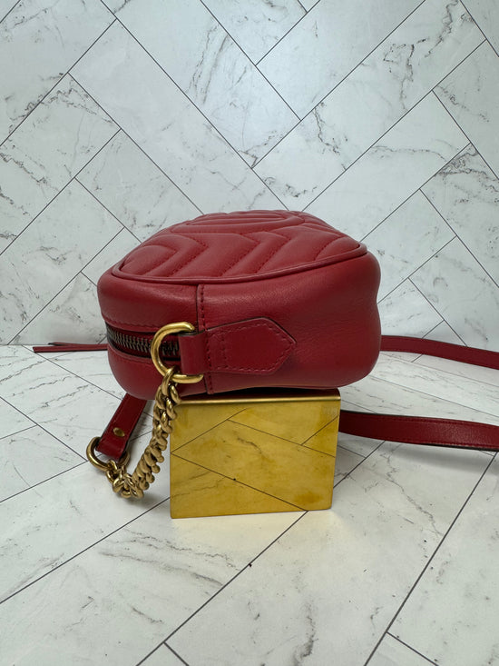 Gucci Small Red Matelasse GG Marmont Crossbody Bag