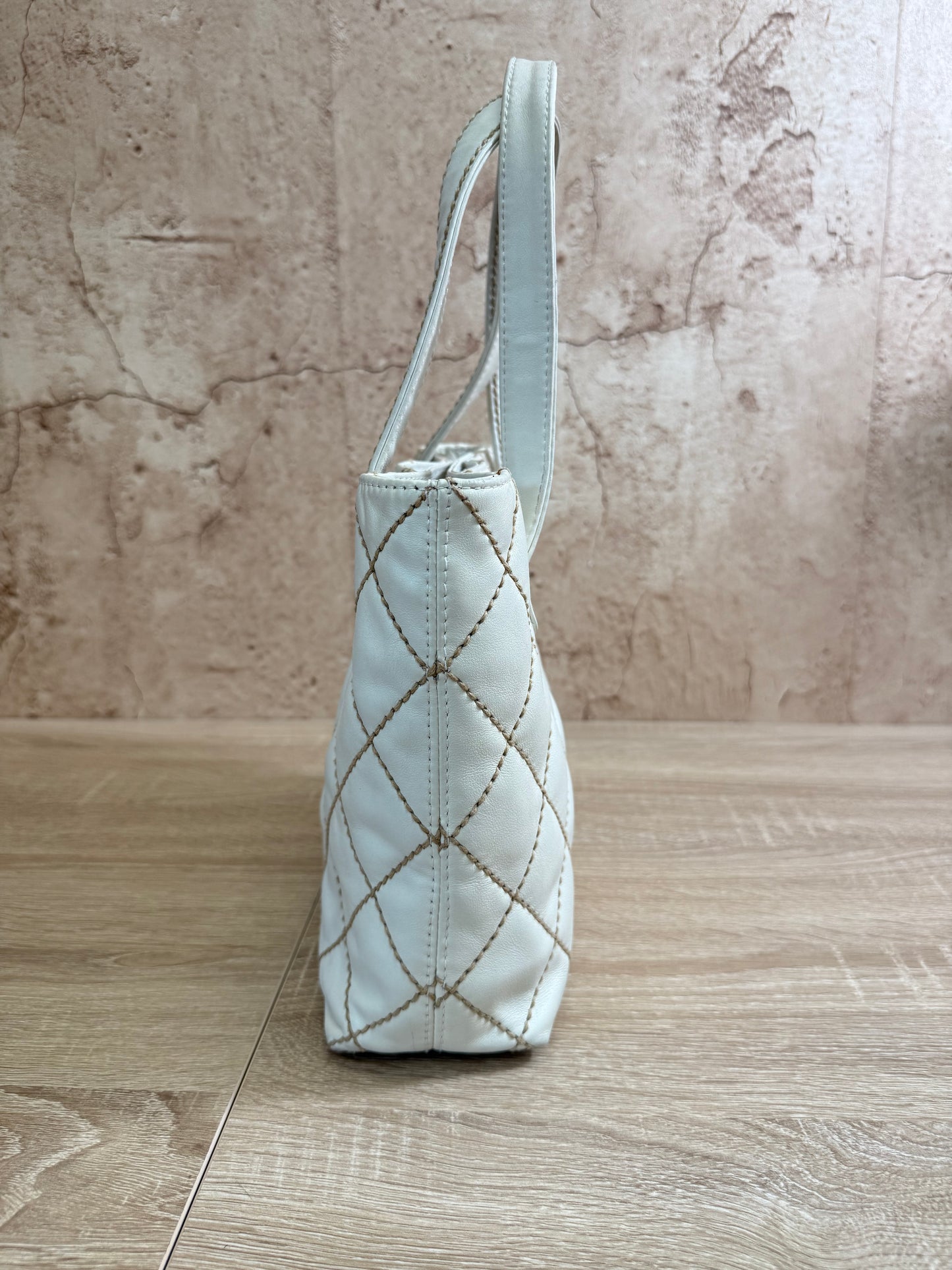 Chanel White Calfskin Wild Stitch Tote Bag