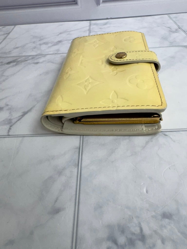 Louis Vuitton Yellow Vernis Leather French Purse Compact Wallet