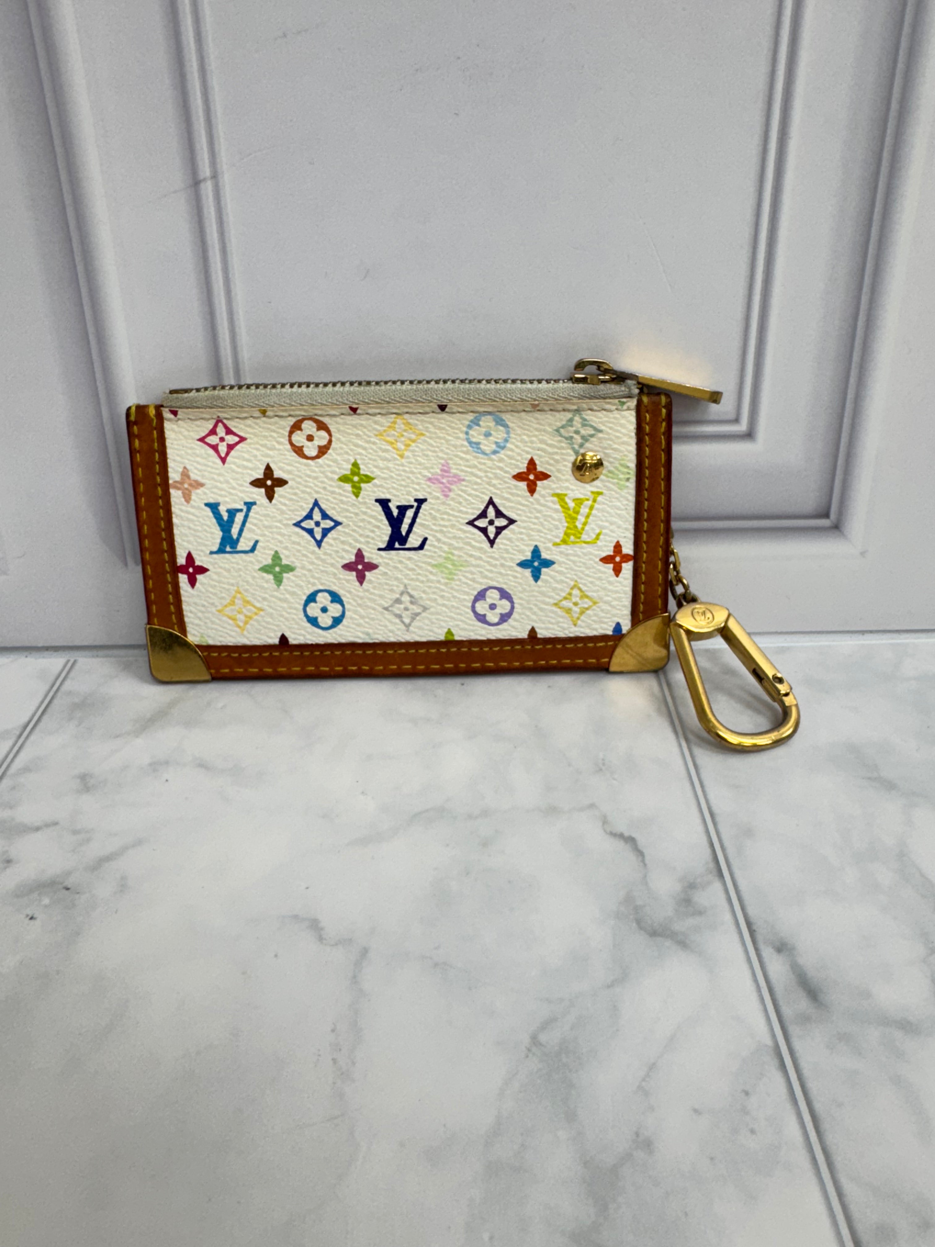 Louis Vuitton White Multicolor Pochette Key Cles