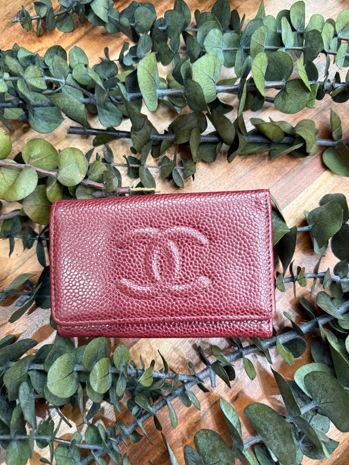 Chanel Burgundy Caviar 6 Key Ring