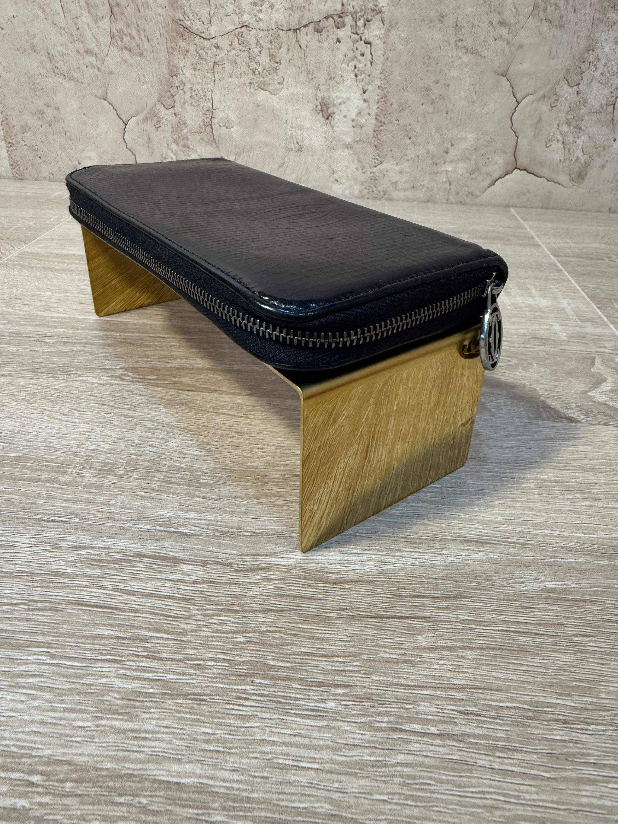 Cartier Black Leather Birthday Zippy Wallet