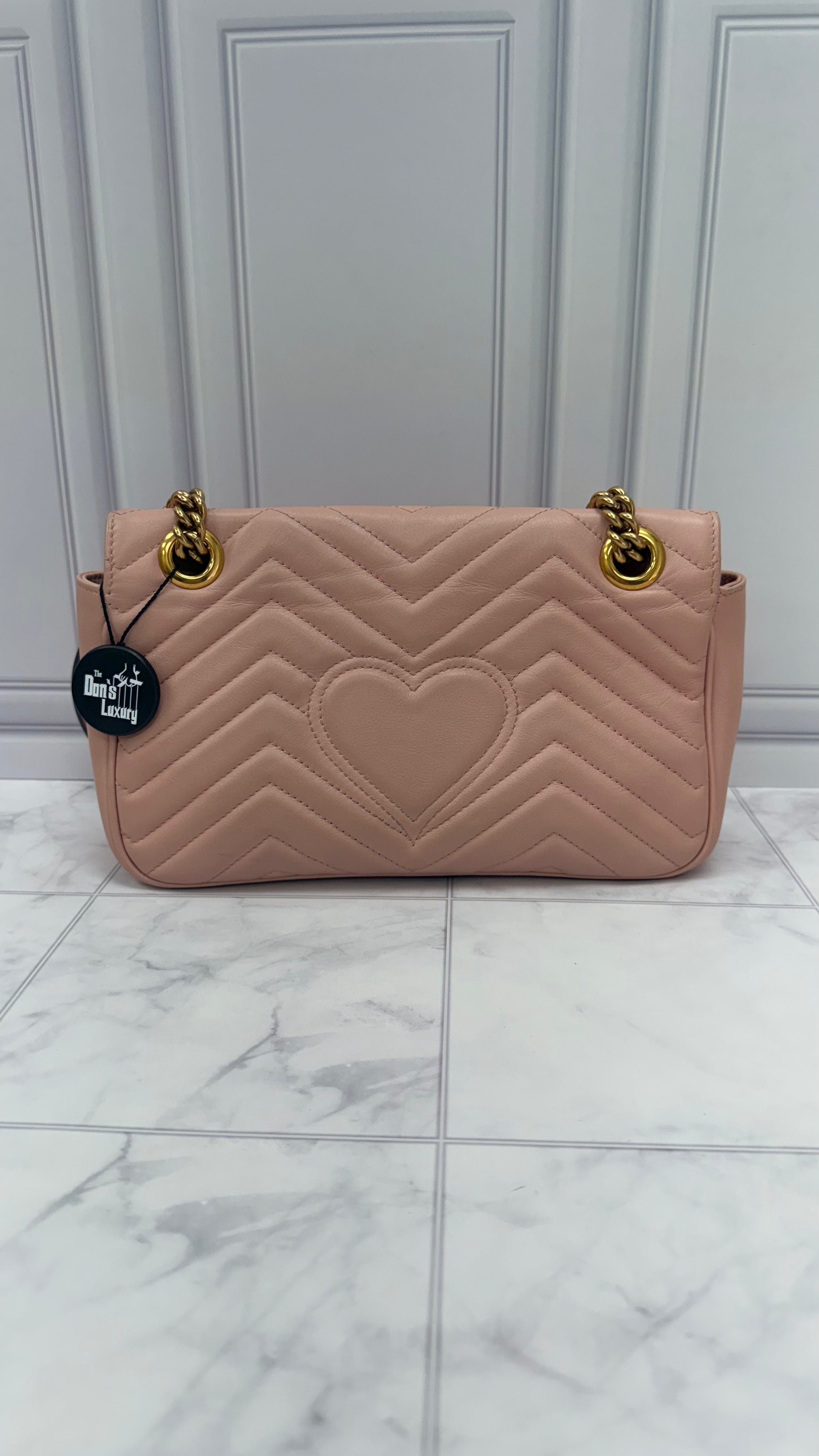 *DONS DROP* Gucci Pink Leather GG Marmont Small Shoulder Bag