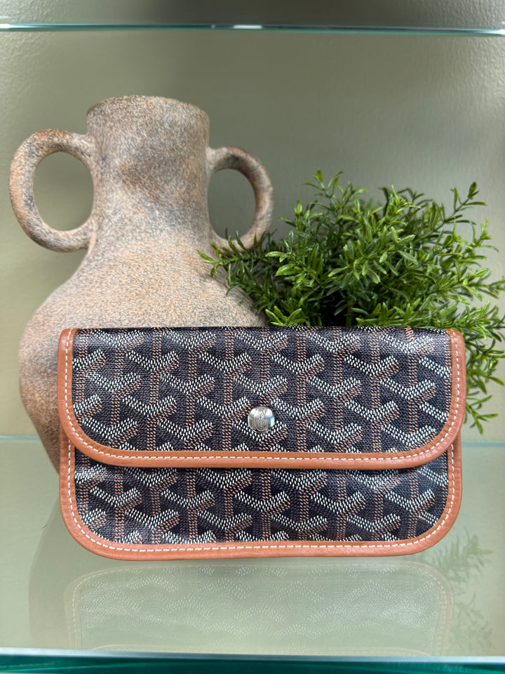 Goyard Black & Brown  Goyardine Leather Pouch