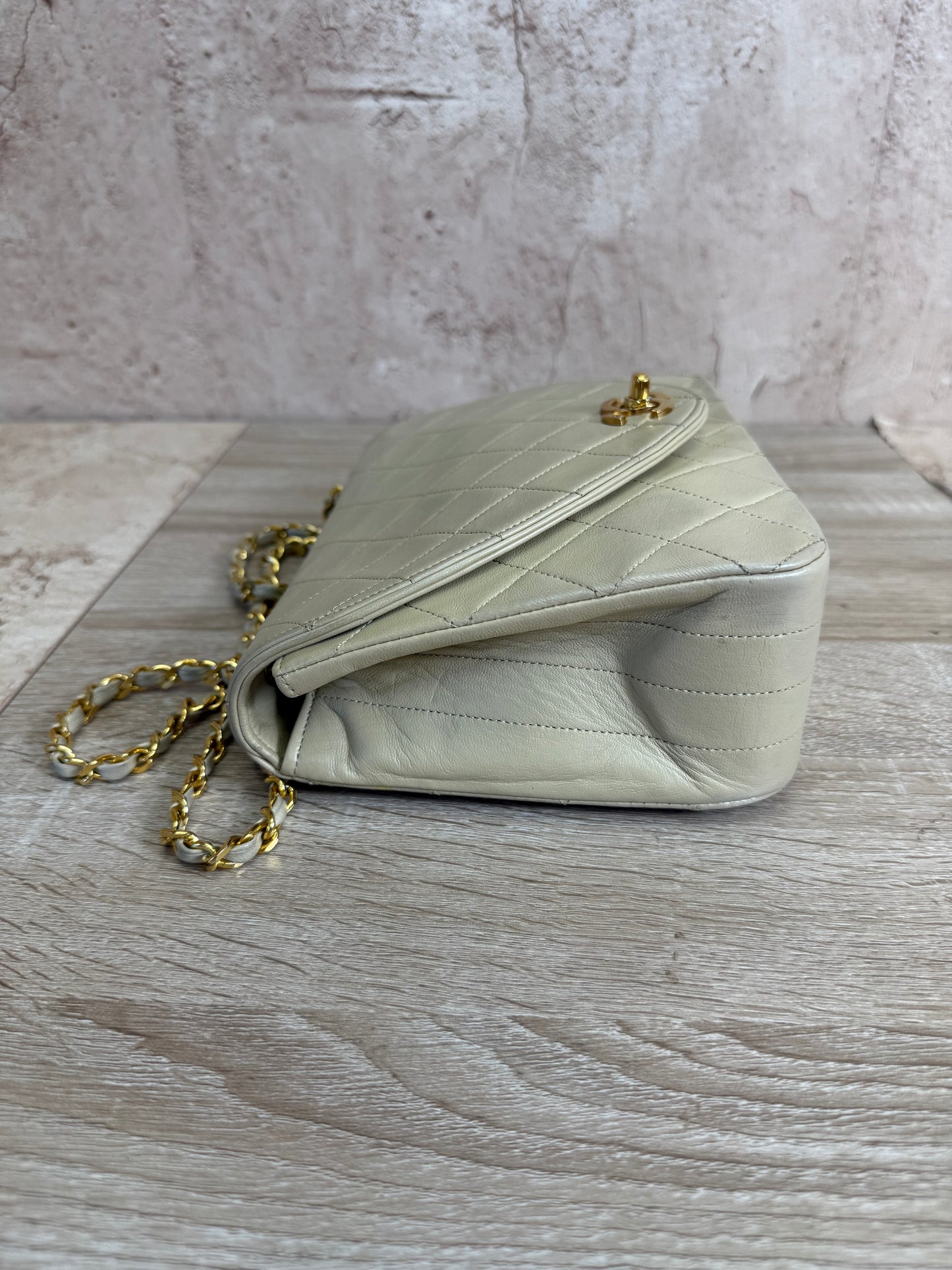 Chanel Beige Lambskin Flap Bag