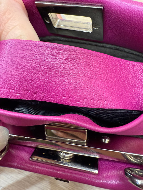 Fendi Magenta Leather Micro Peekaboo Tote Bag