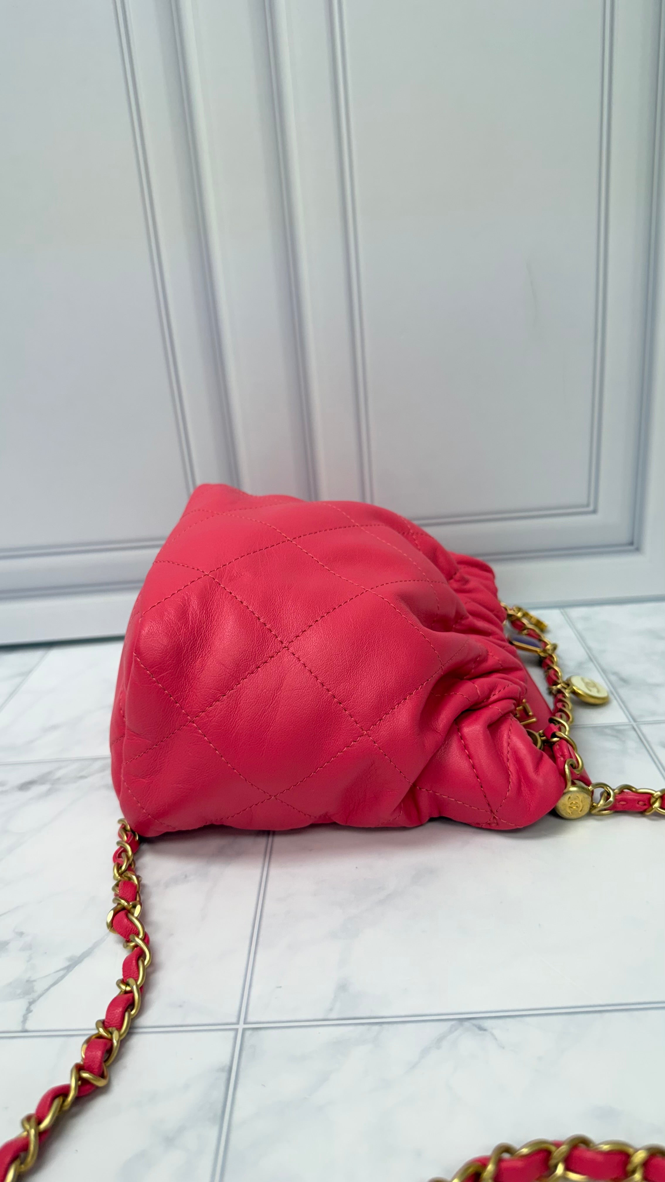 Chanel Pink Resin Charms Small Bucket Bag