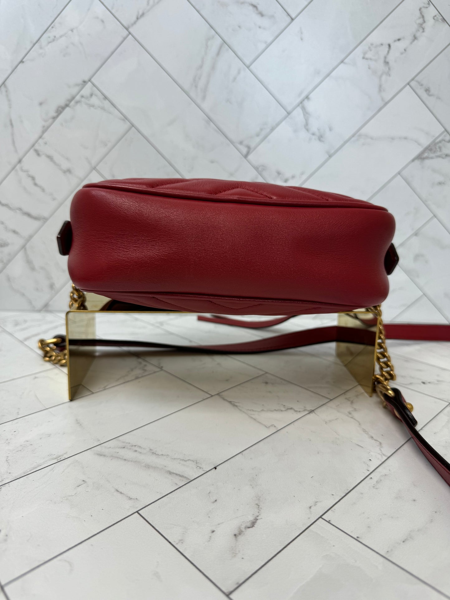 Gucci Small Red Matelasse GG Marmont Crossbody Bag