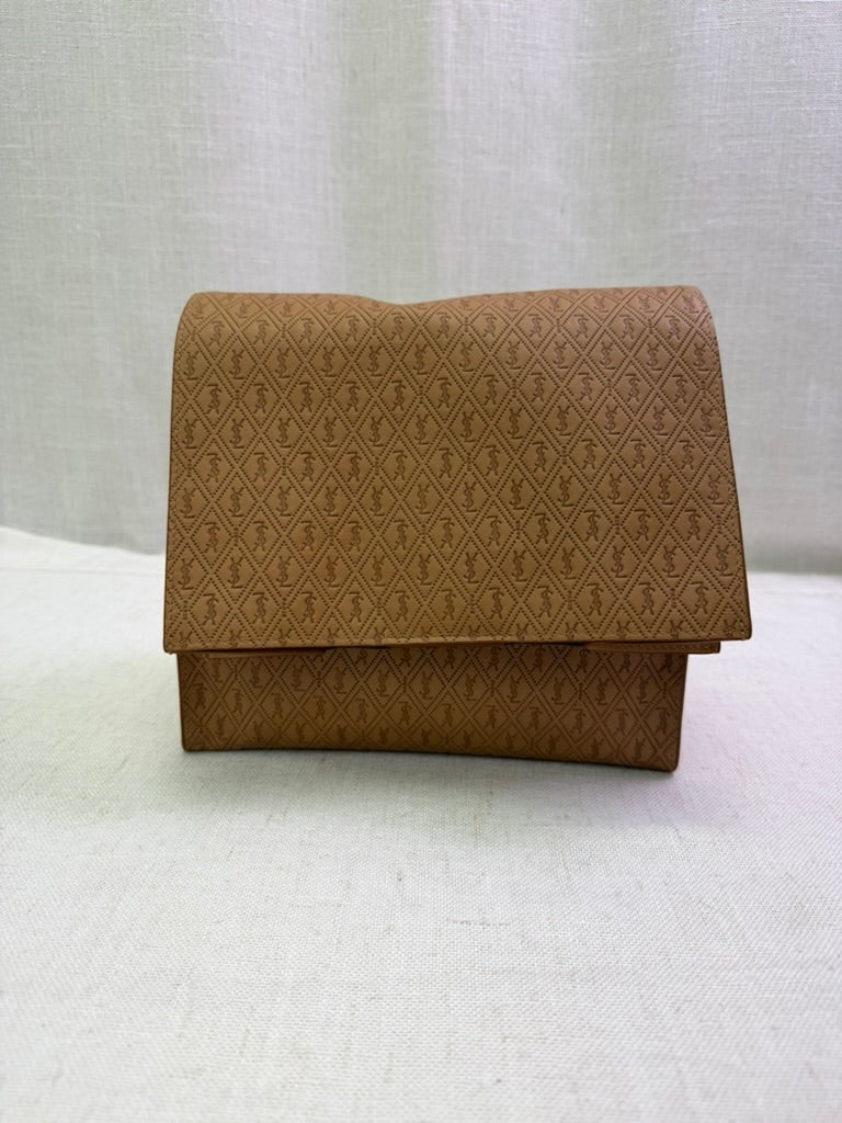LIKE NEW- Saint Laurent YSL Beige Monogram Calfskin Deli Paper Bag