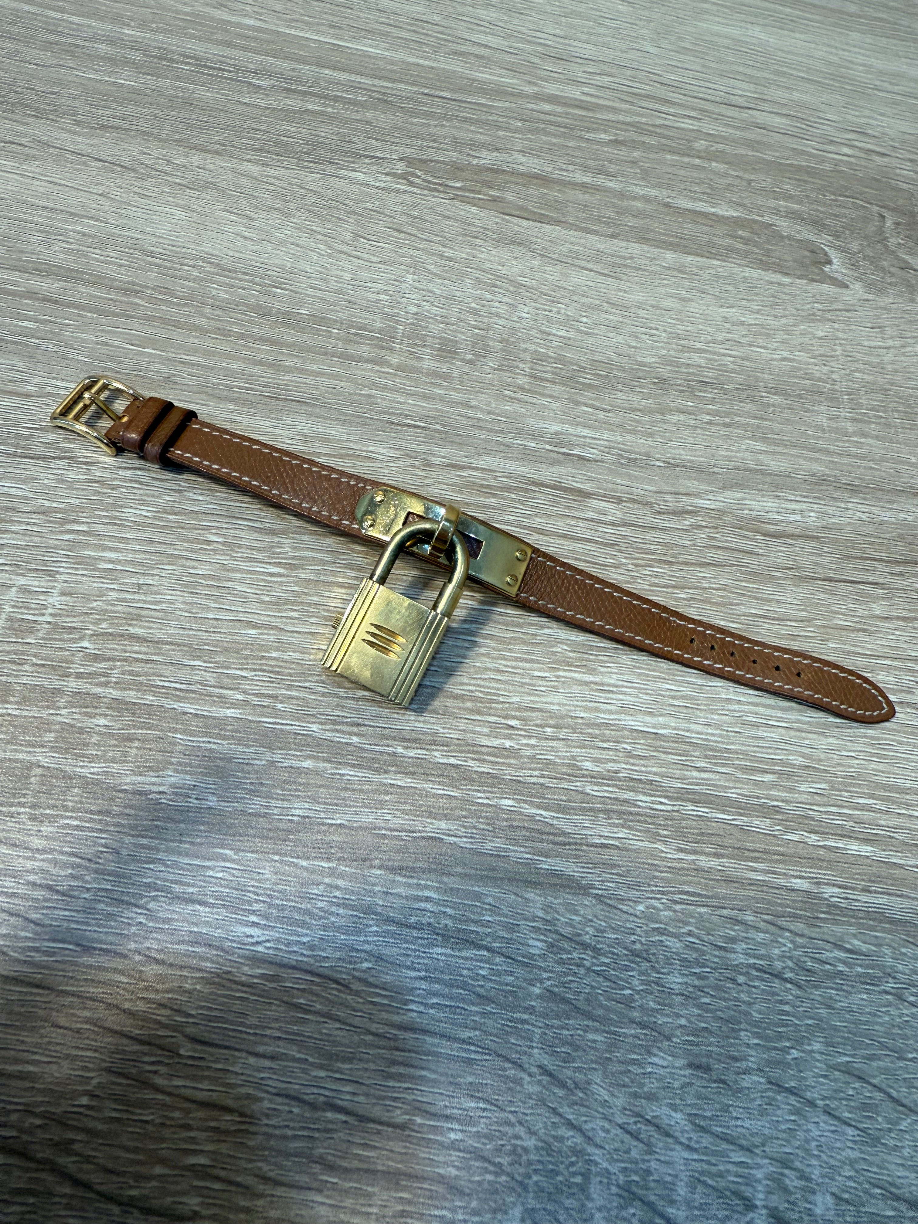 Hermes Kelly Brown Leather Padlock Watch