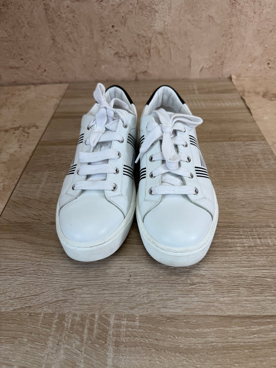 Hermès White & Black Leather Avantage Low Top Sneaker 39.5/9