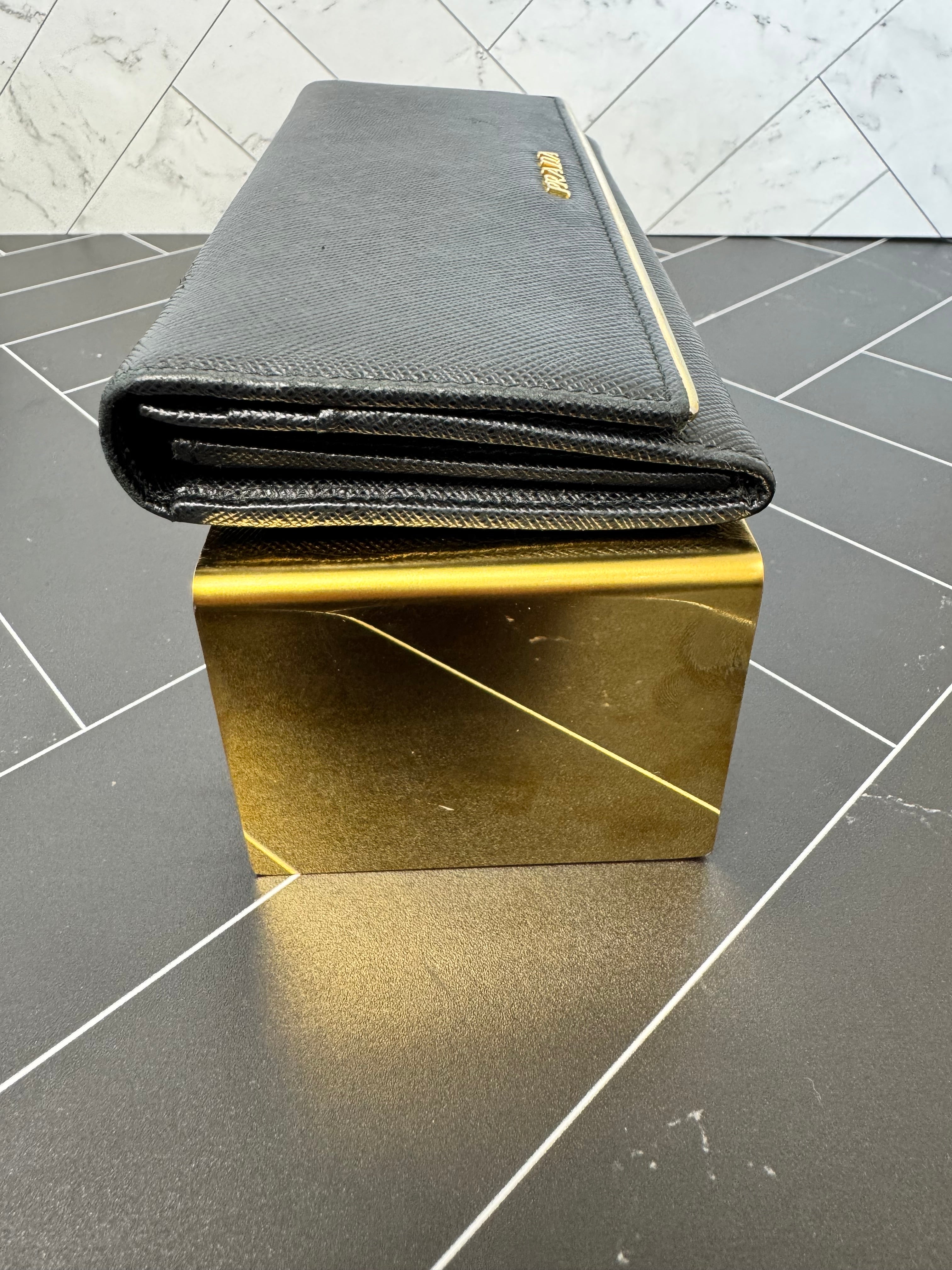 Prada Black Saffiano Leather Long Wallet