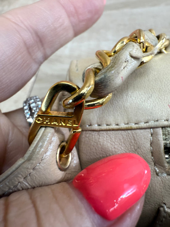 Chanel Beige Quilted Lambskin Single Flap Bag