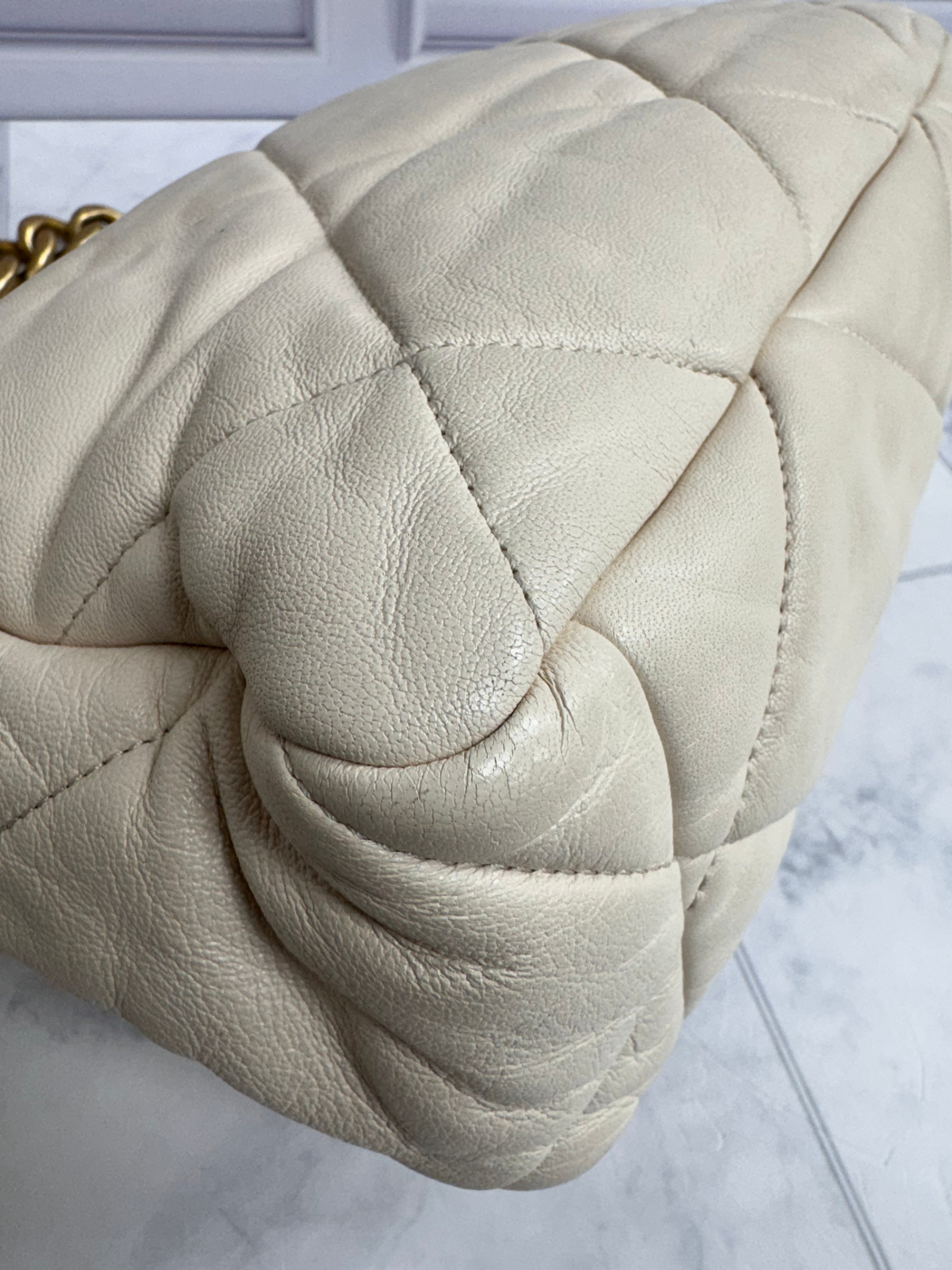 Chanel Beige Quilted Chanel 19 Large Flap Bag