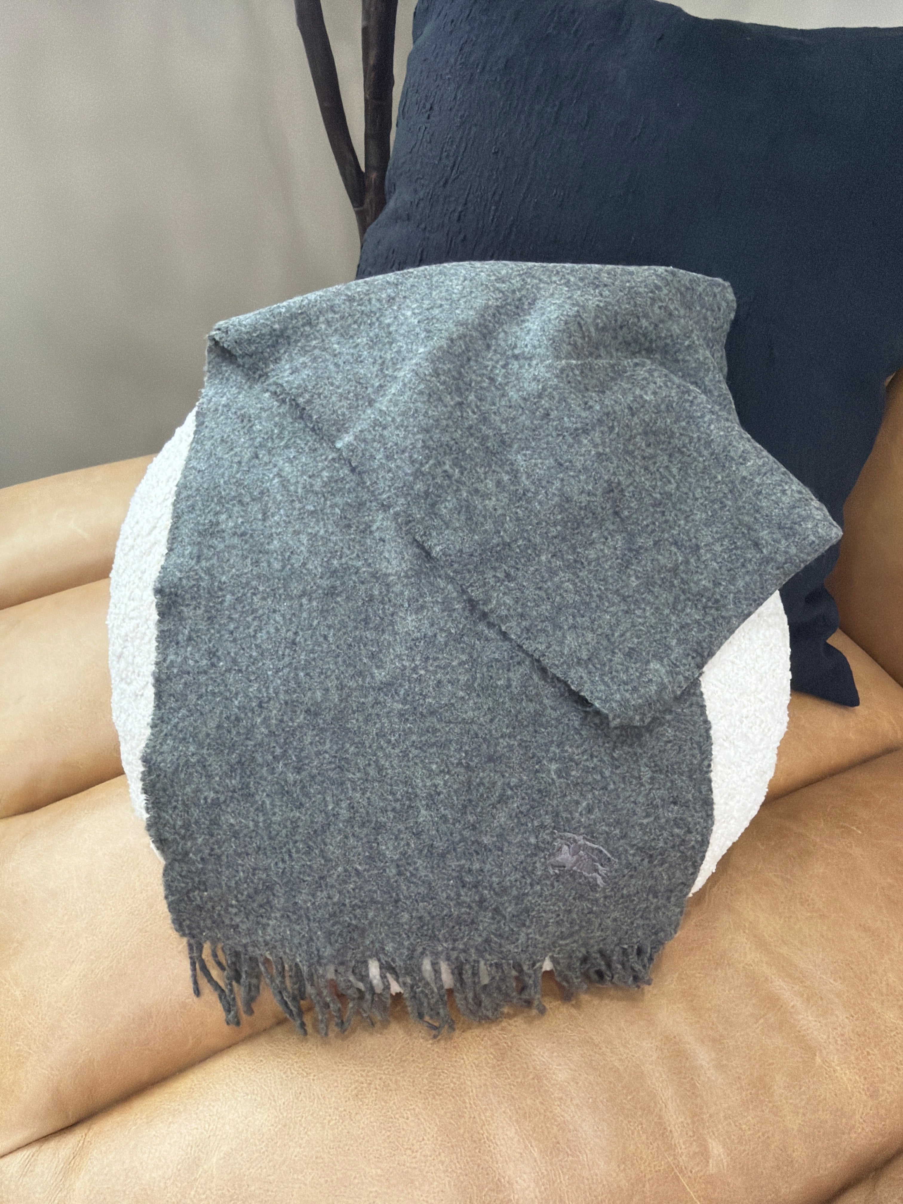 Burberry Vintage Gray Lambswool Scarf