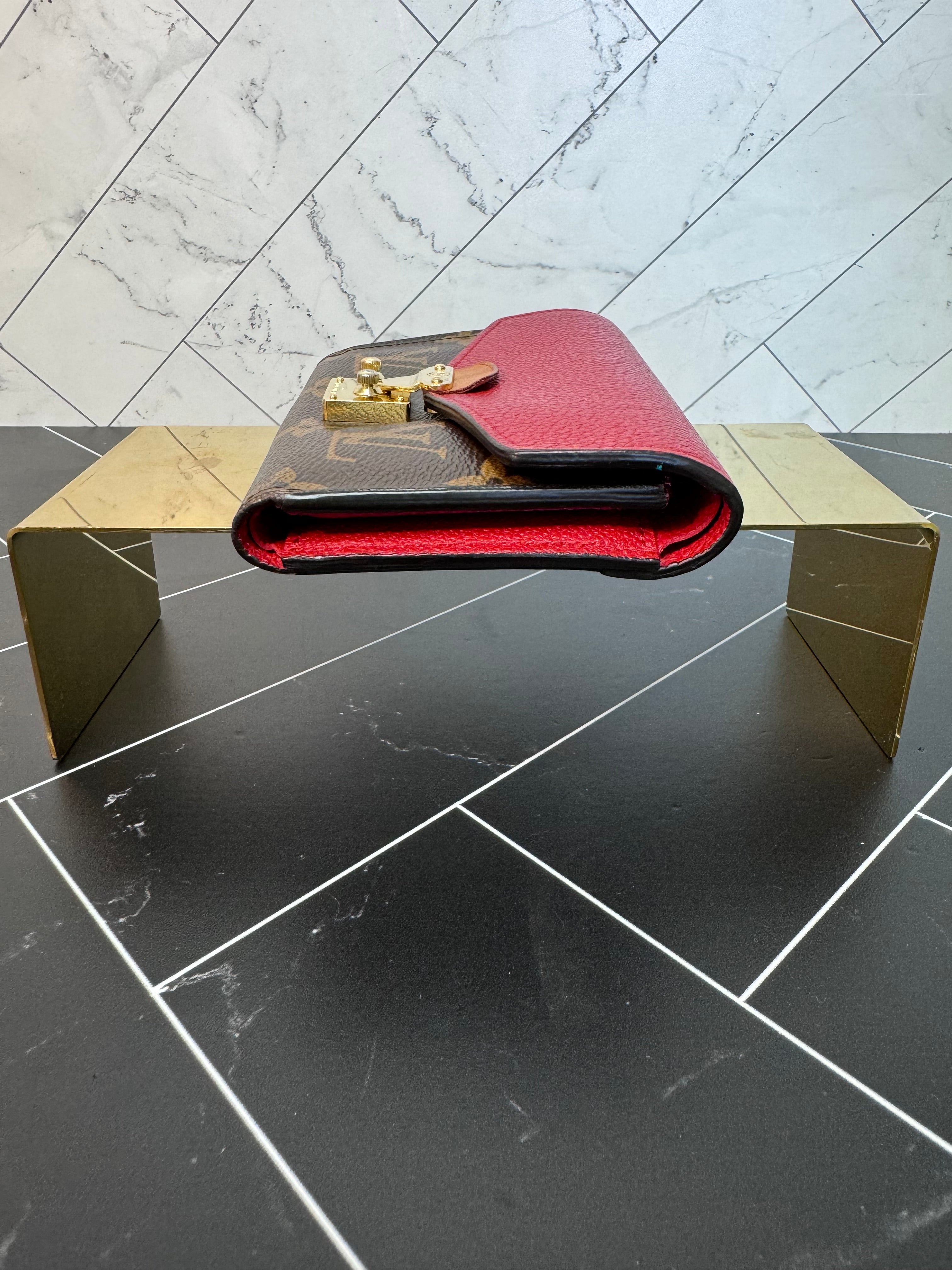 Louis Vuitton Monogram & Red Compact Pallas Wallet