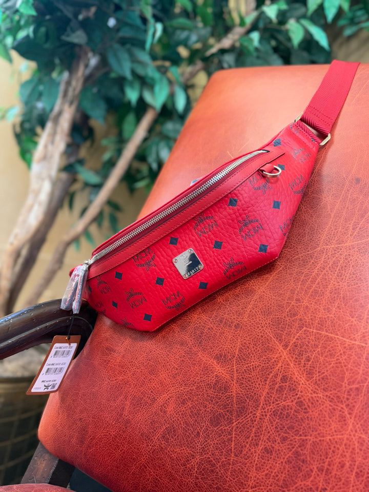 BRAND NEW- MCM Candy Red Leather Bum Bag