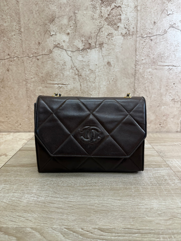 Chanel Dark Brown Quilted Lambskin Shoulder Bag