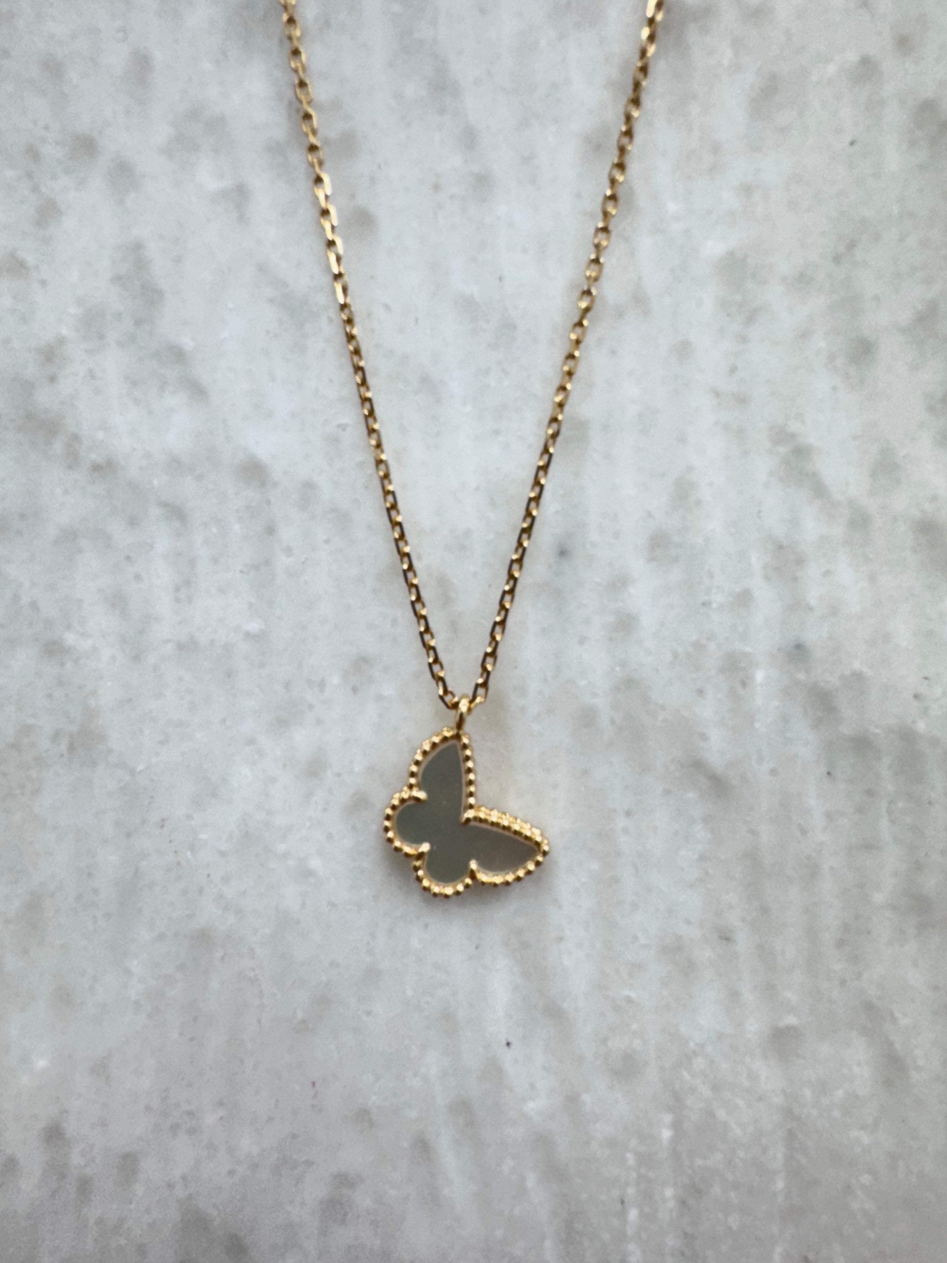 LIKE NEW - Van Cleef & Arpels Gold Sweet Alhambra Butterfly Pendant Necklace