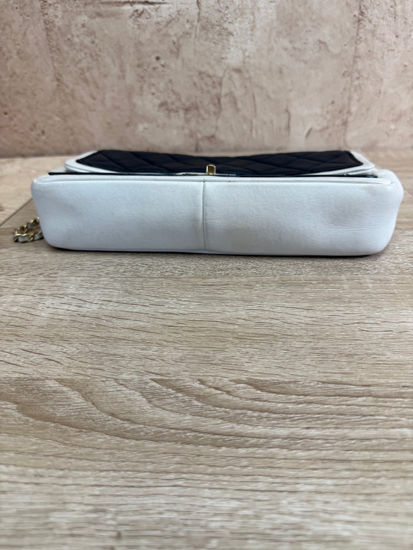 Chanel Black & White Quilted Lambskin Medium Single Flap Bag