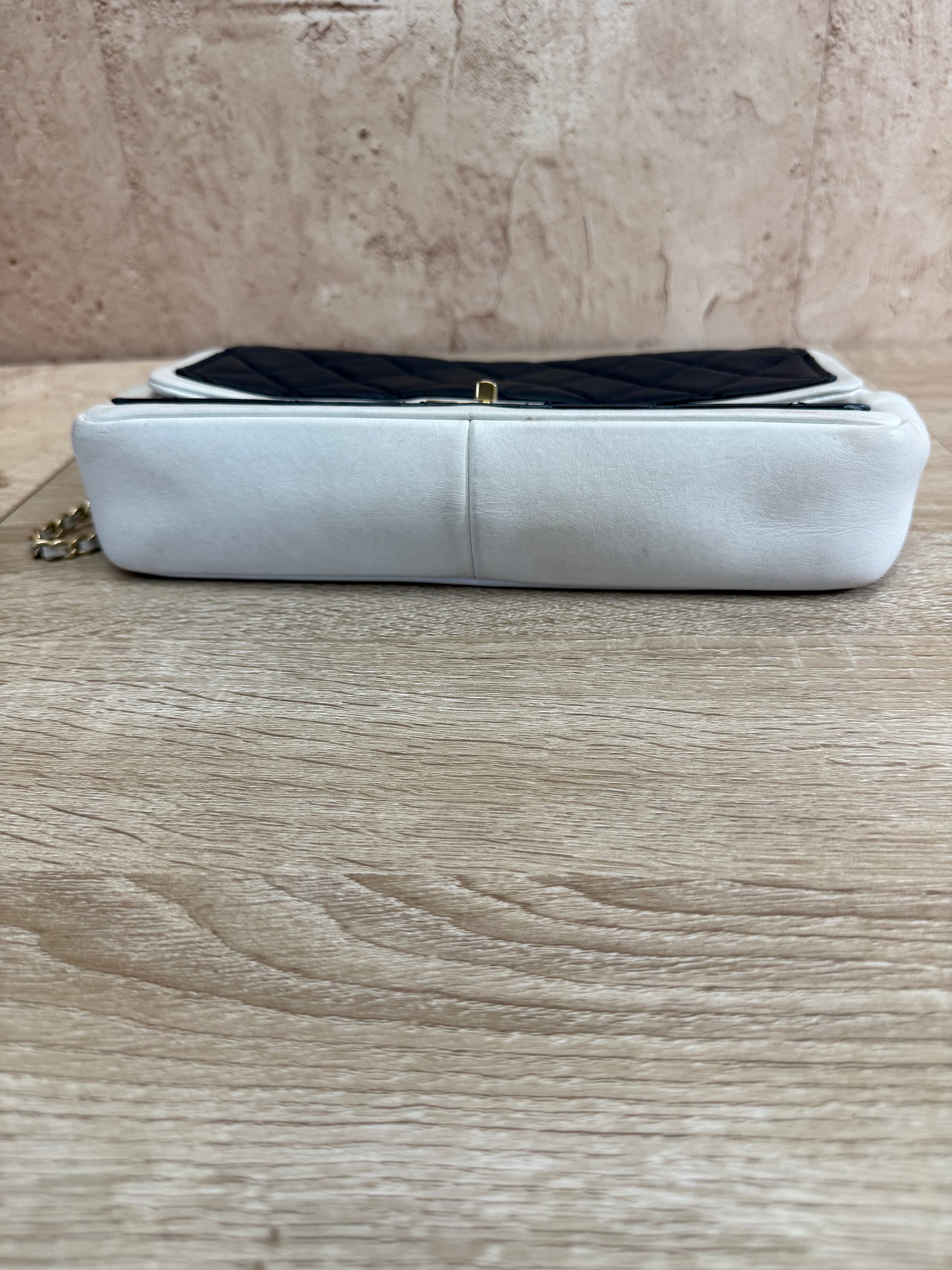 Chanel Black & White Quilted Lambskin Medium Single Flap Bag