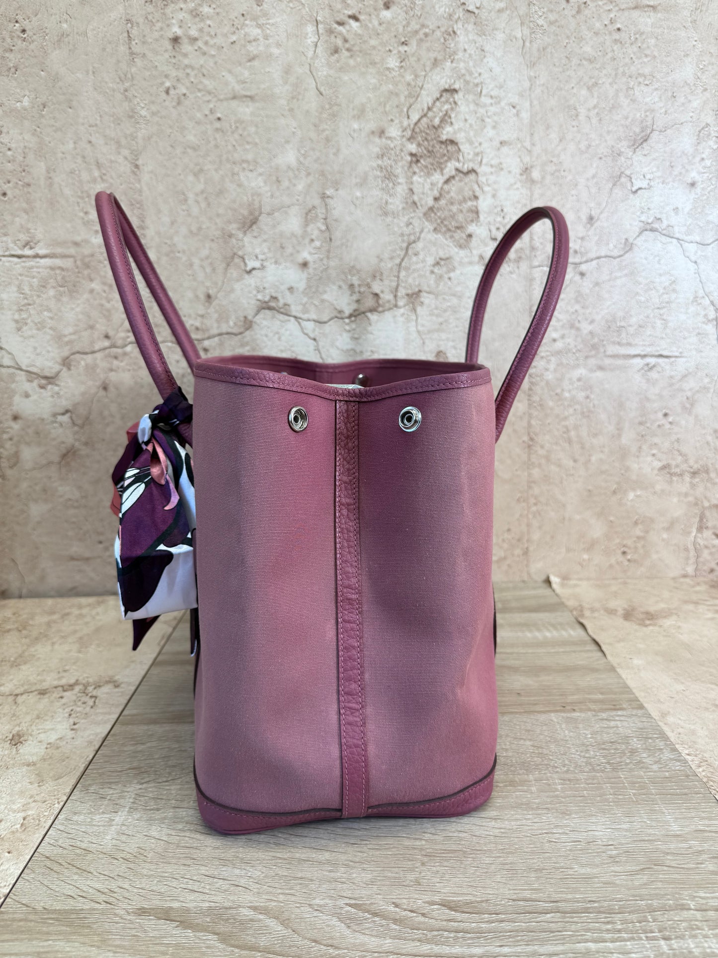 Hermes Purple Canvas with Leather Garden Party Tote