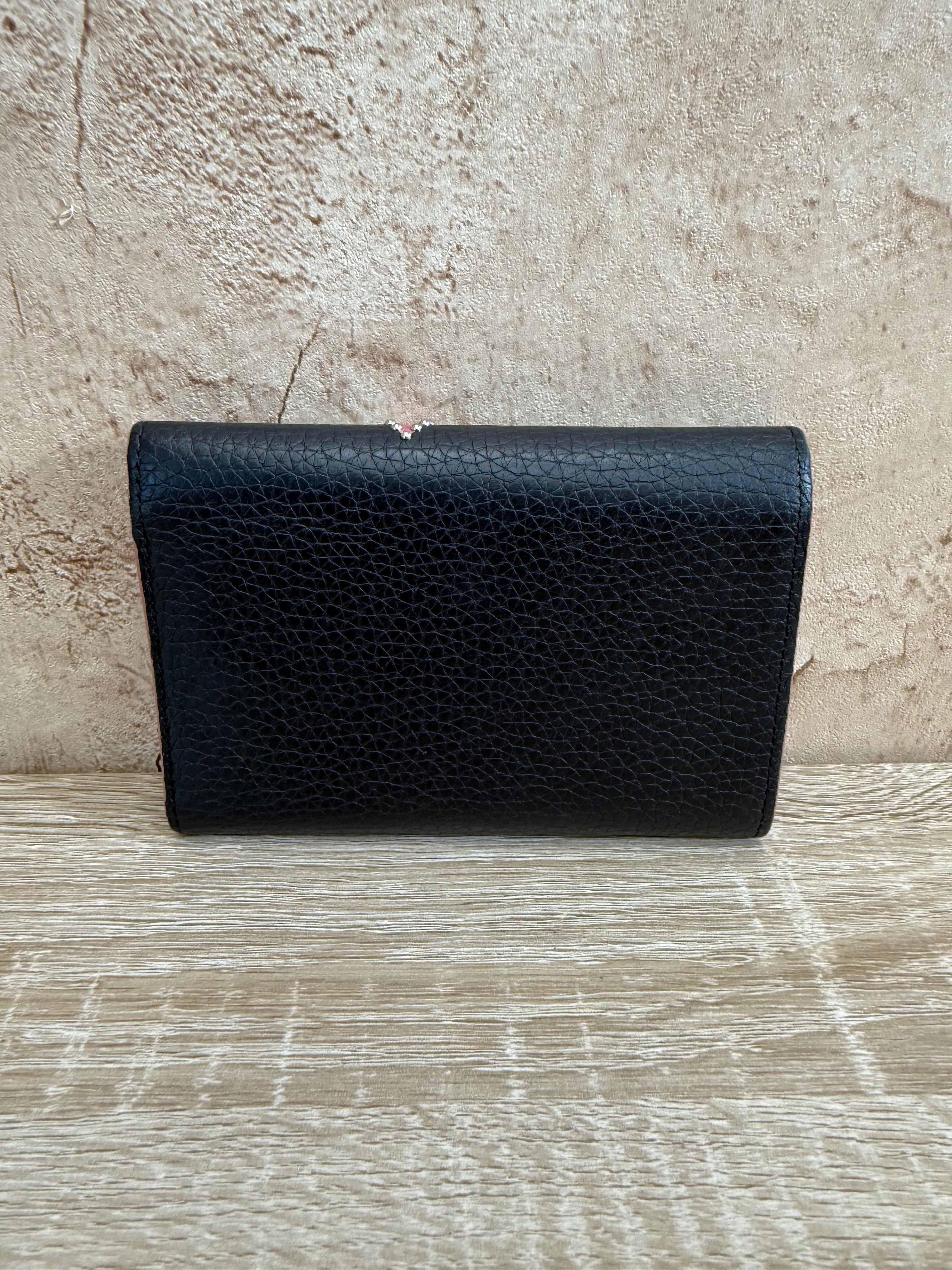 Louis Vuitton Black Leather Capucines Floral Compact Wallet