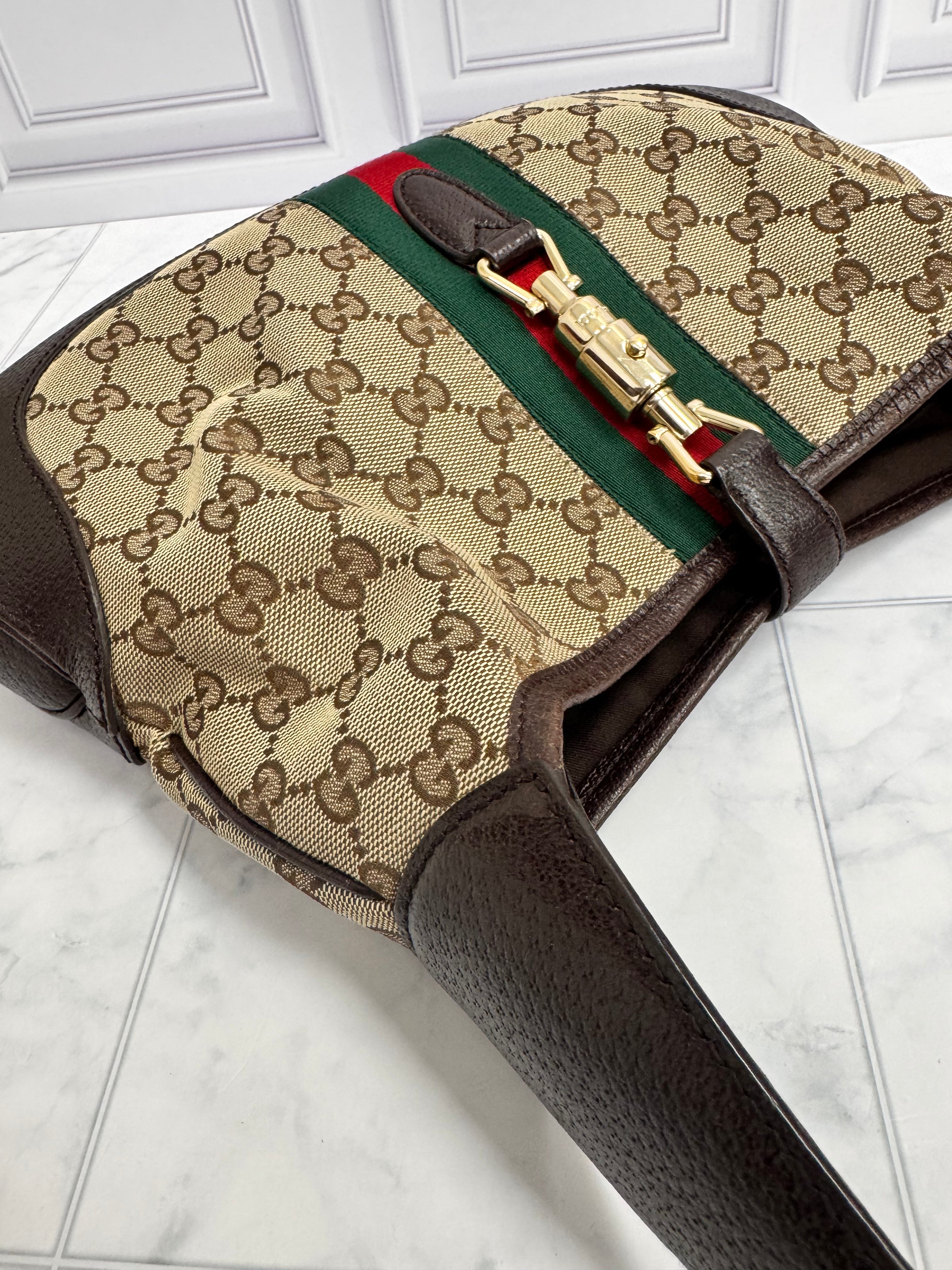 *DONS DROP* Gucci Brown GG Web Canvas Jackie Shoulder Bag