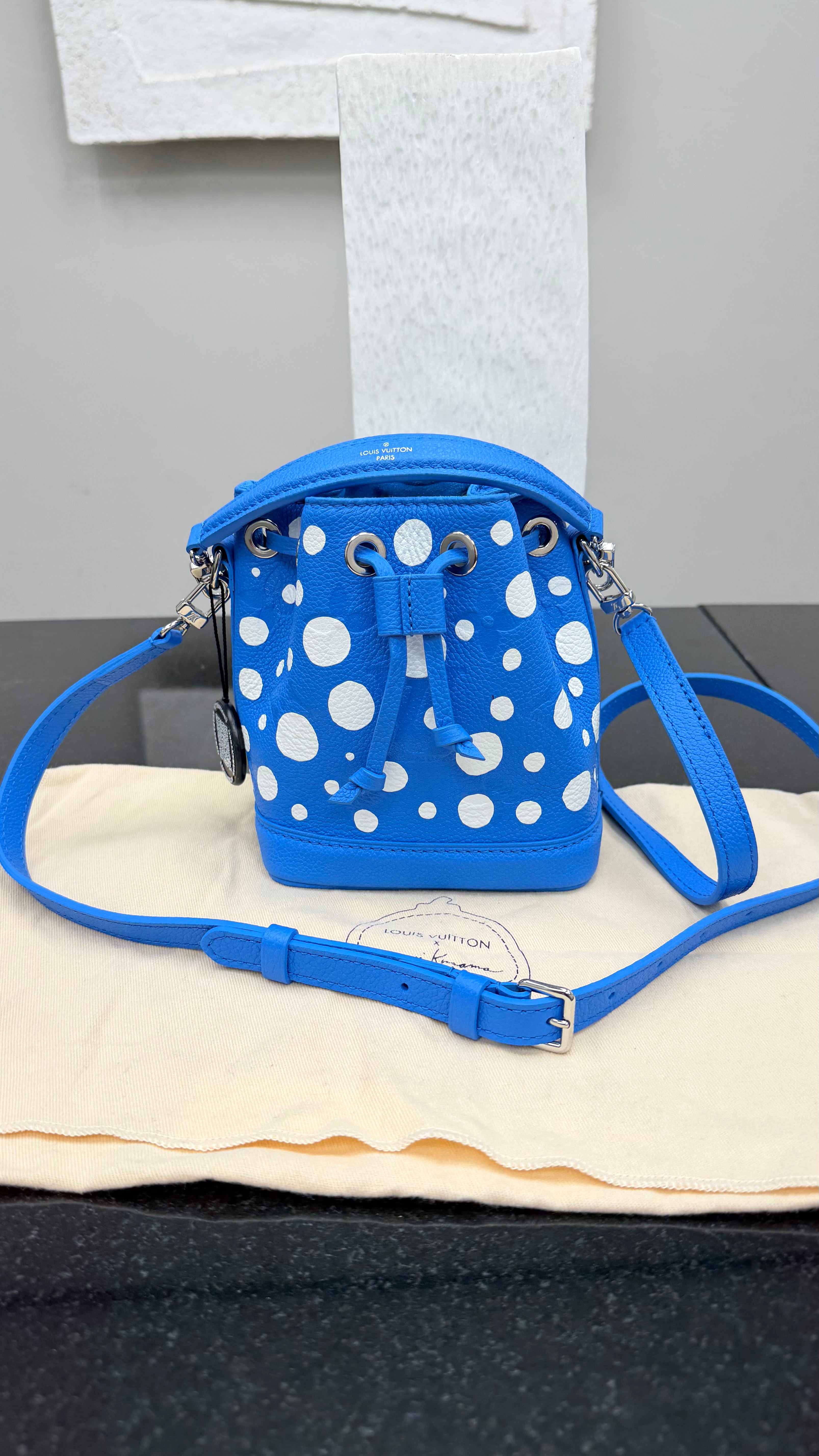 *DONS DROP* LIKE NEW- Louis Vuitton x Kusama Blue Infinity Dots Empreinte Nano Noe Bucket Bag