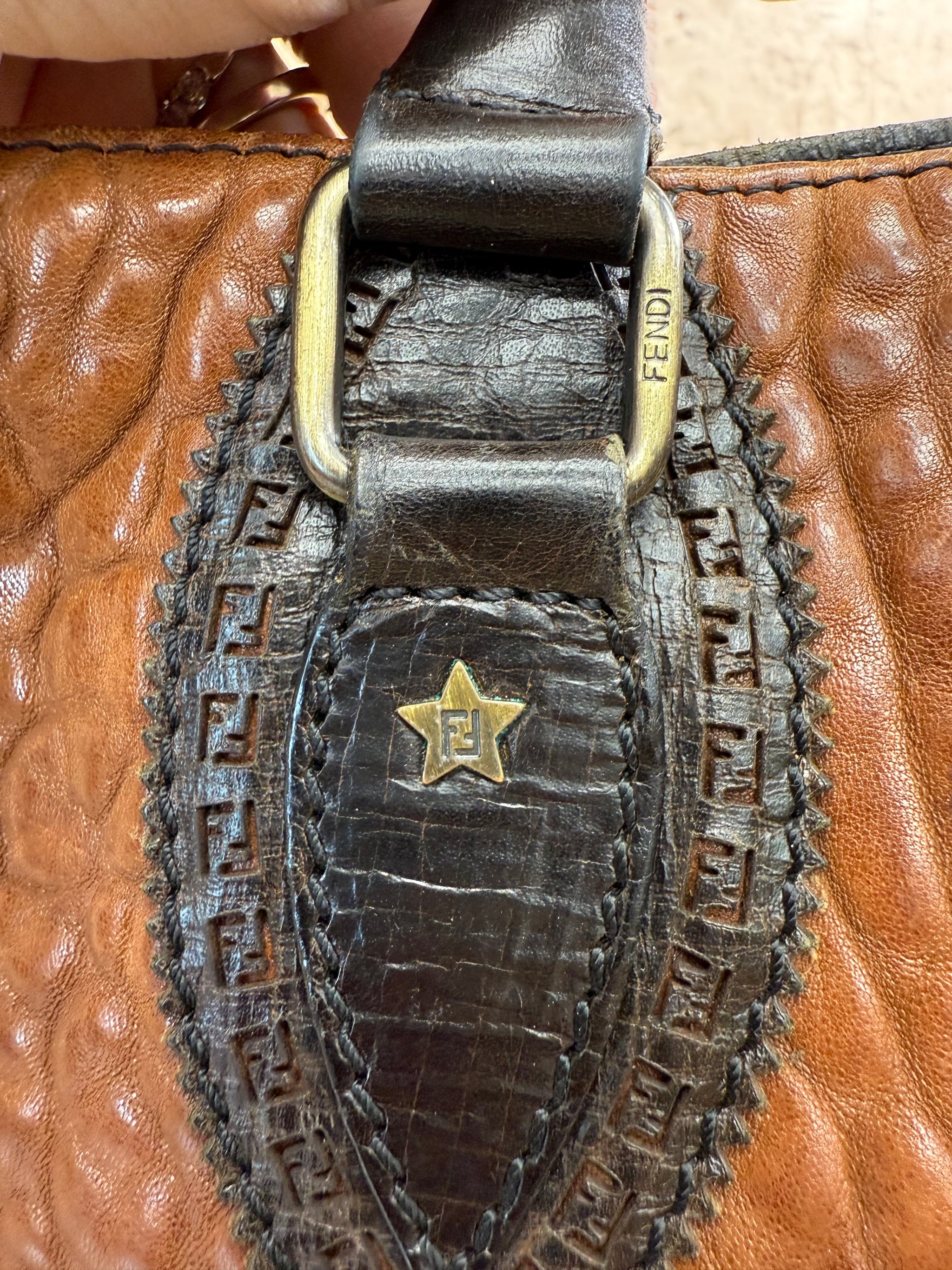 Fendi Brown Leather Etniko Shoulder Bag