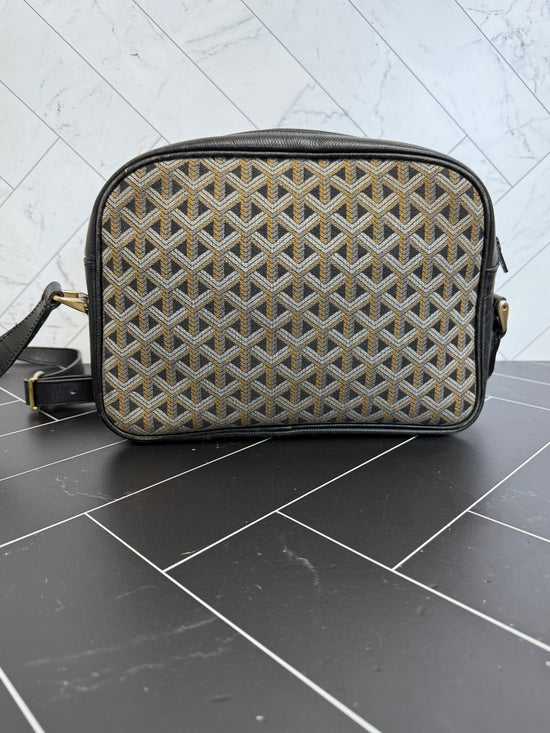 Goyard Vintage Black Canvas & Leather Crossbody Bag