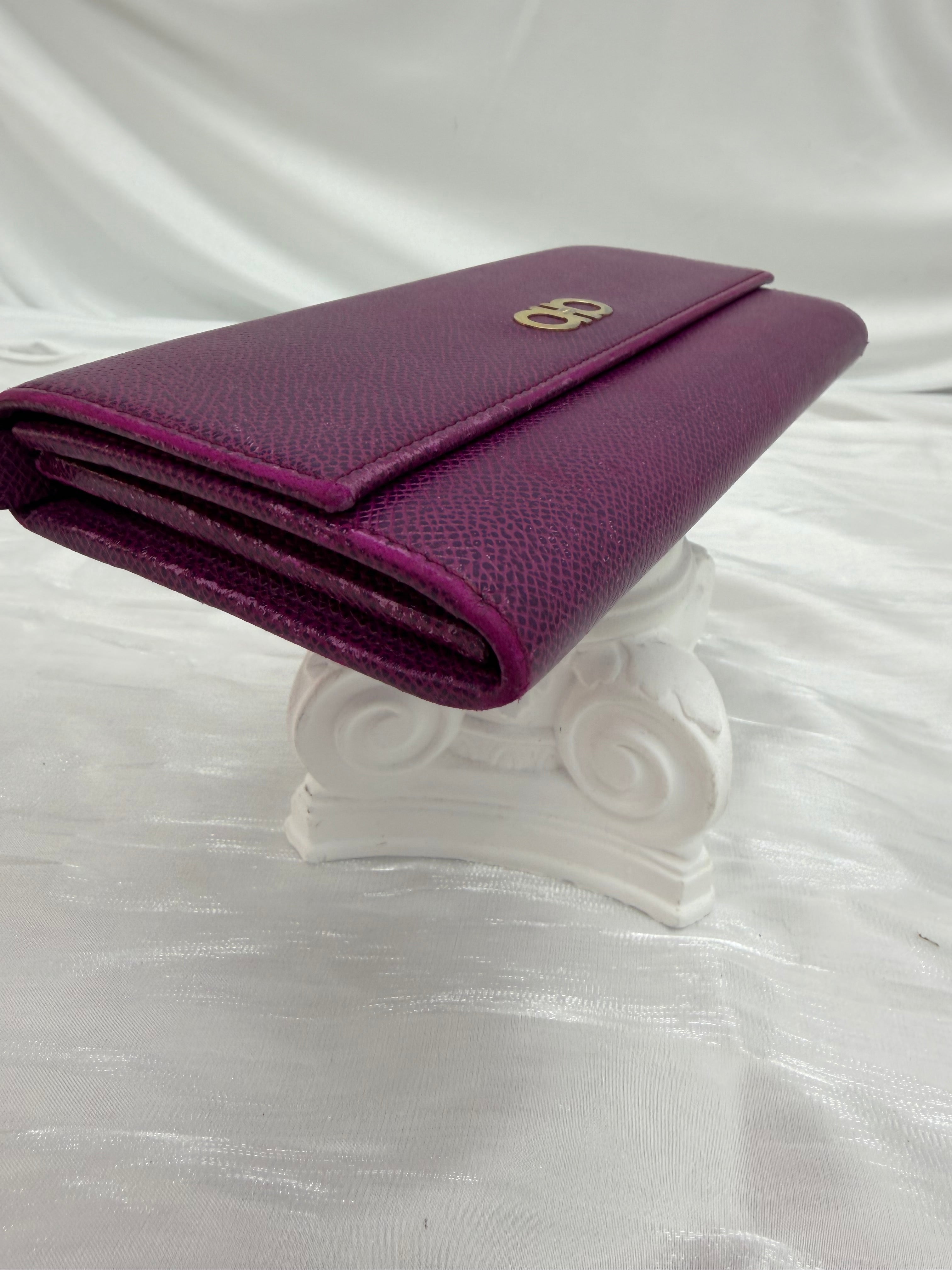 Salvatore Ferragamo Purple Leather Long Wallet