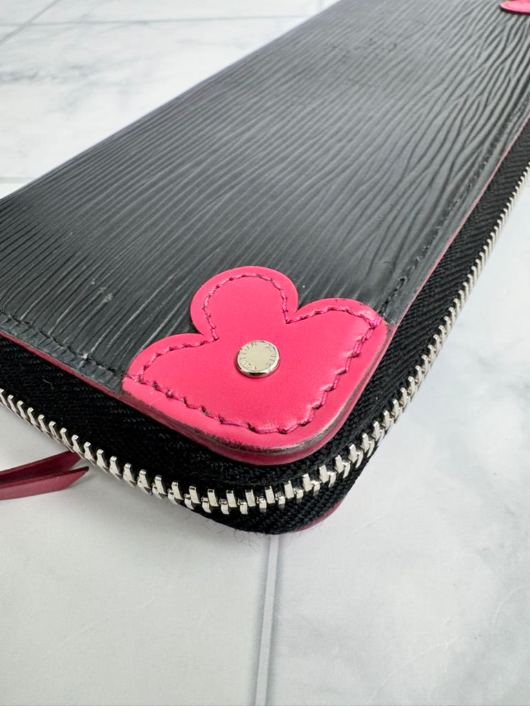 Louis Vuitton Black Epi Blooming Corners Zippy Wallet