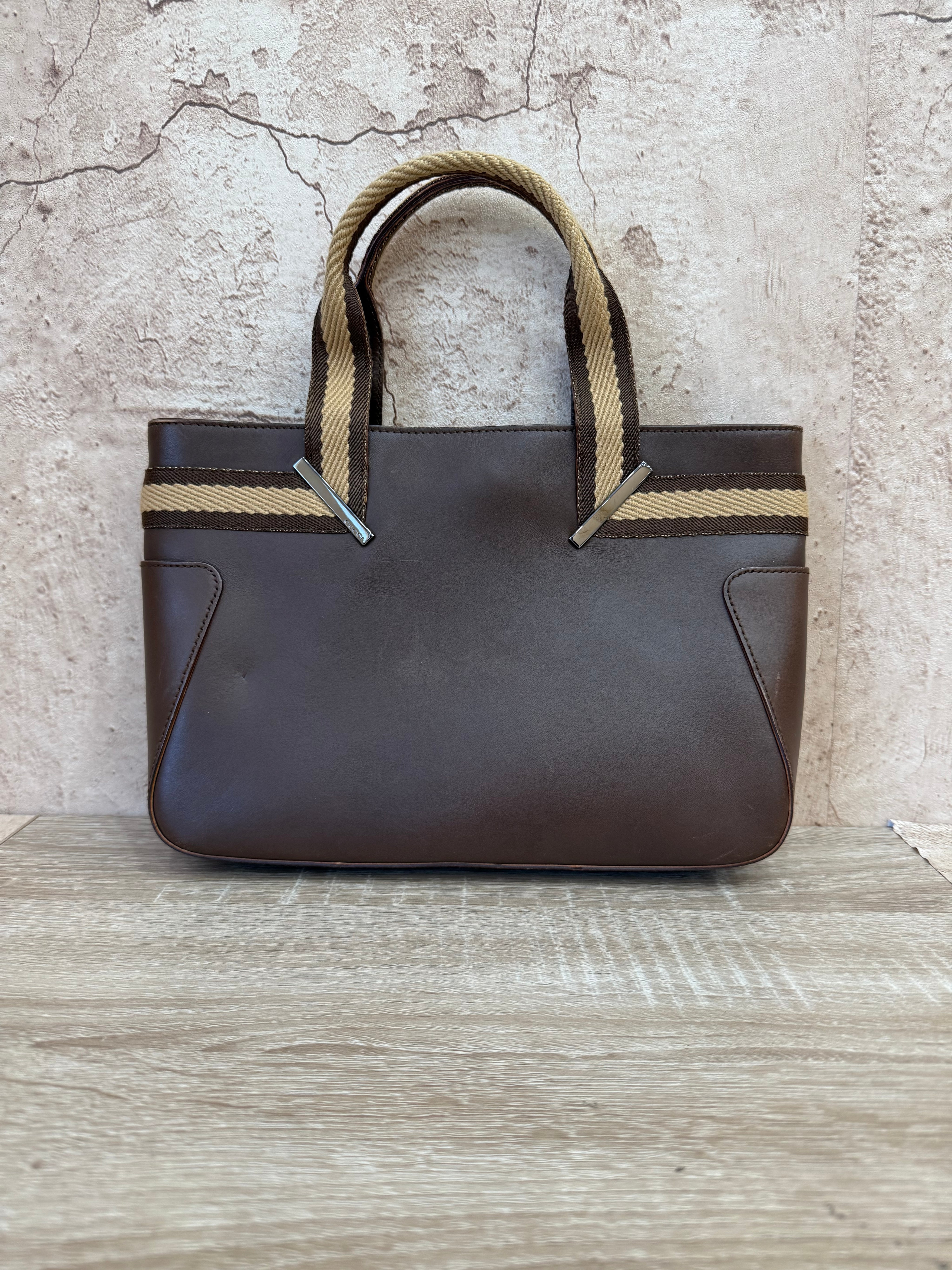 Gucci Brown Leather & Canvas Tote