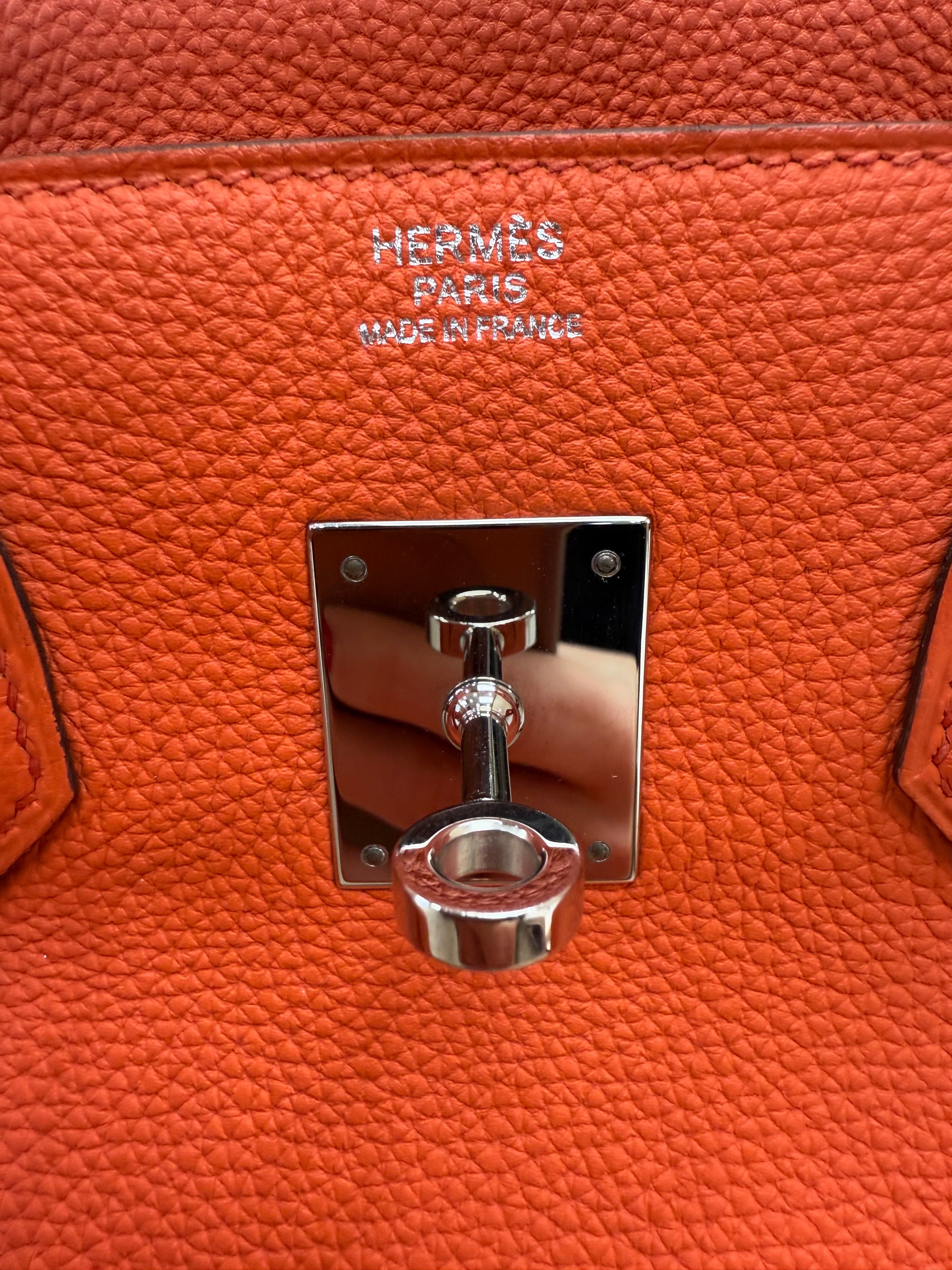 Hermes Orange Poppy Togo Leather Birkin 30 with Palladium Hardware