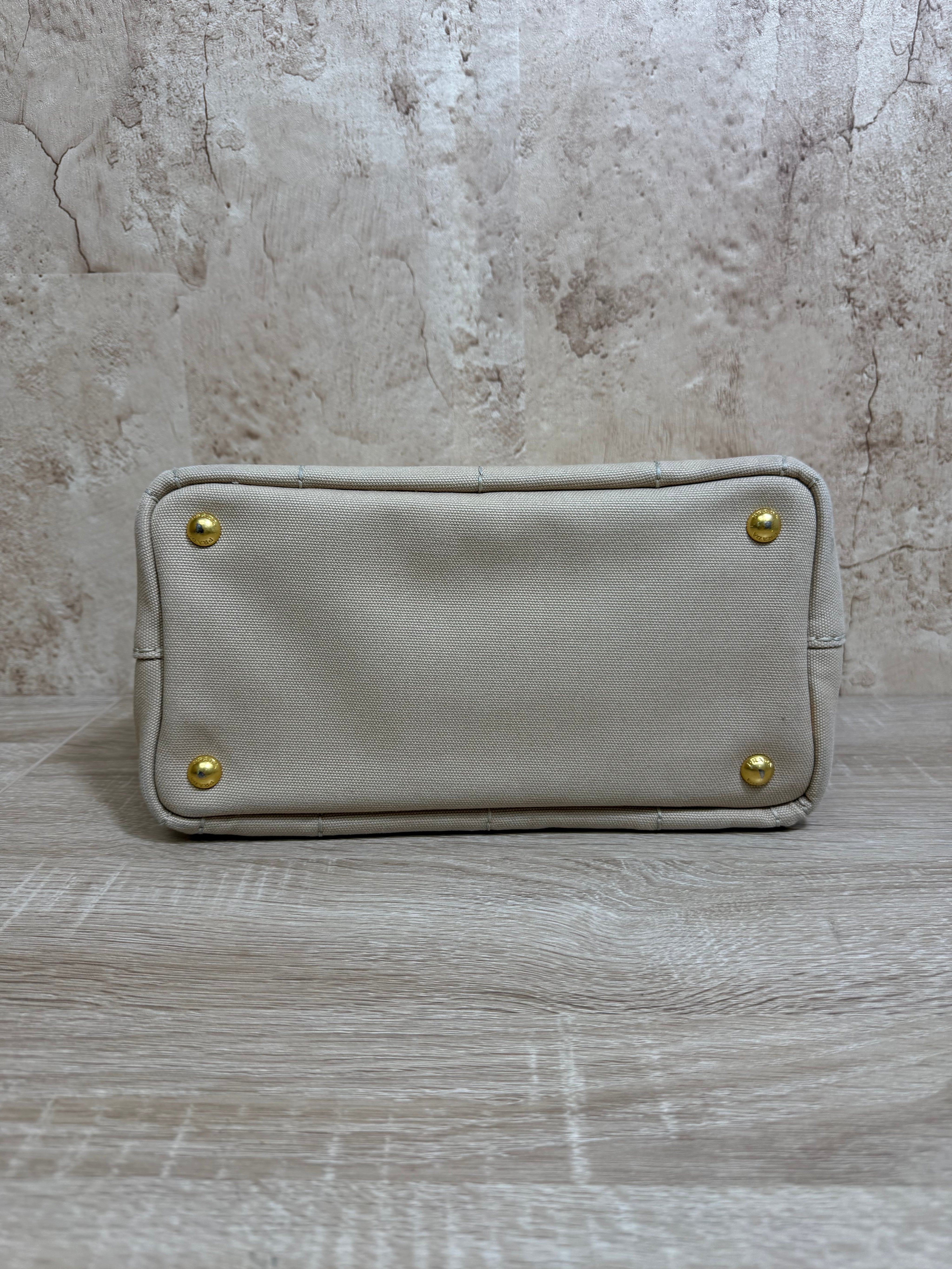 Prada Beige Canvas Small Canapa 2way Bag