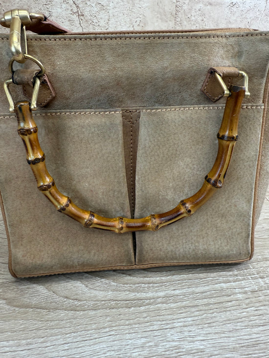Gucci Tan Suede Bamboo Handle 2Way Bag