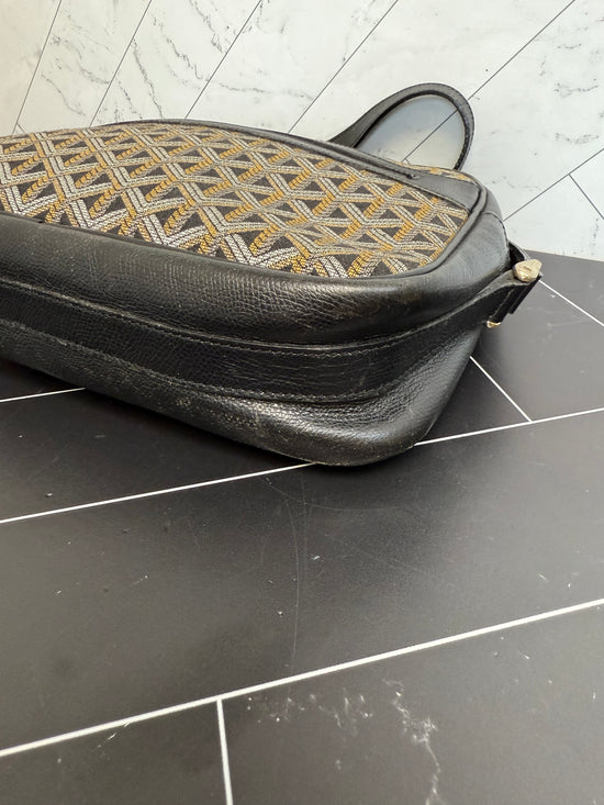 Goyard Vintage Black Canvas & Leather Crossbody Bag