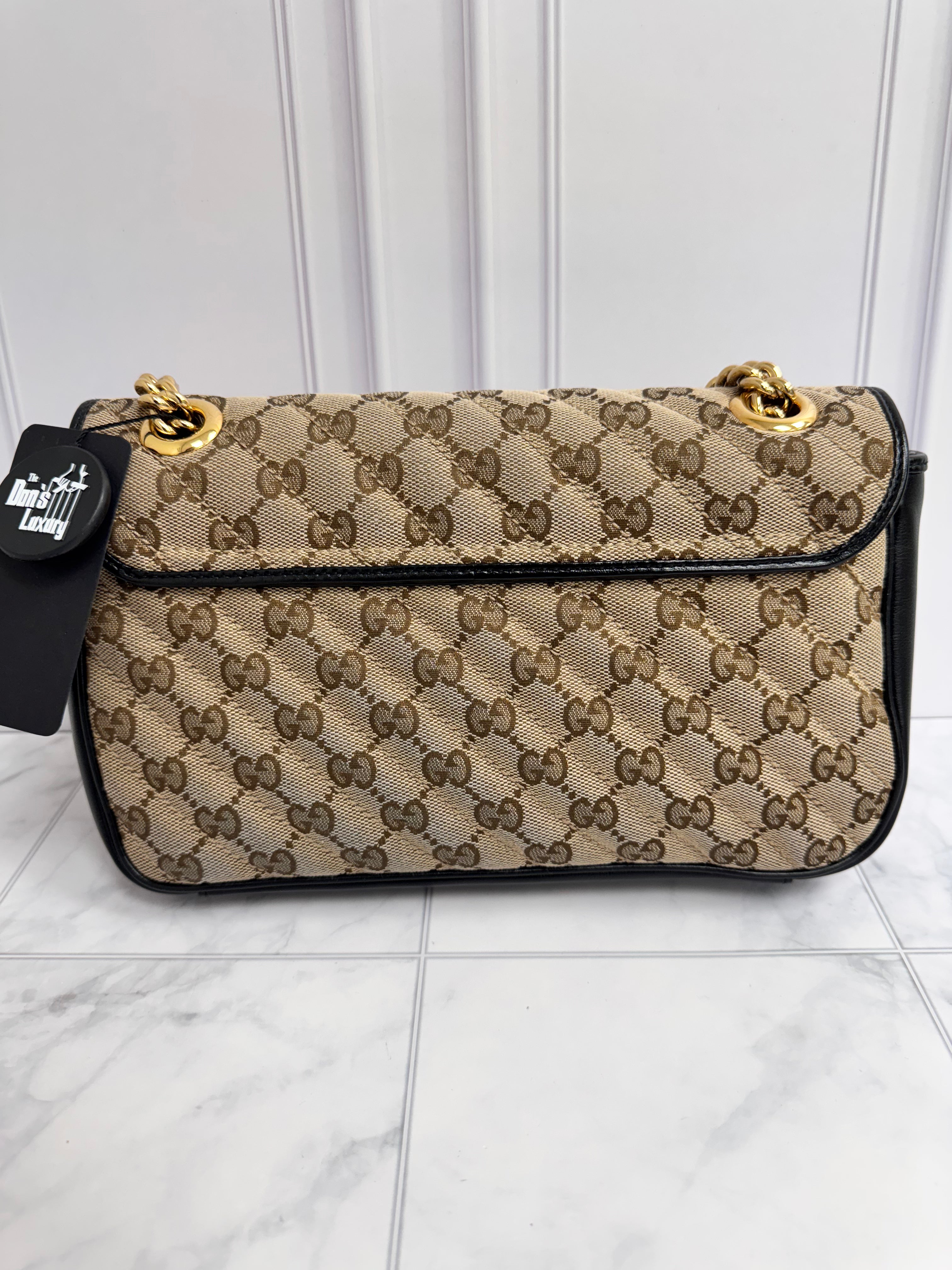 *DONS DROP* Gucci Brown Monogram Canvas GG Marmont Shoulder Bag