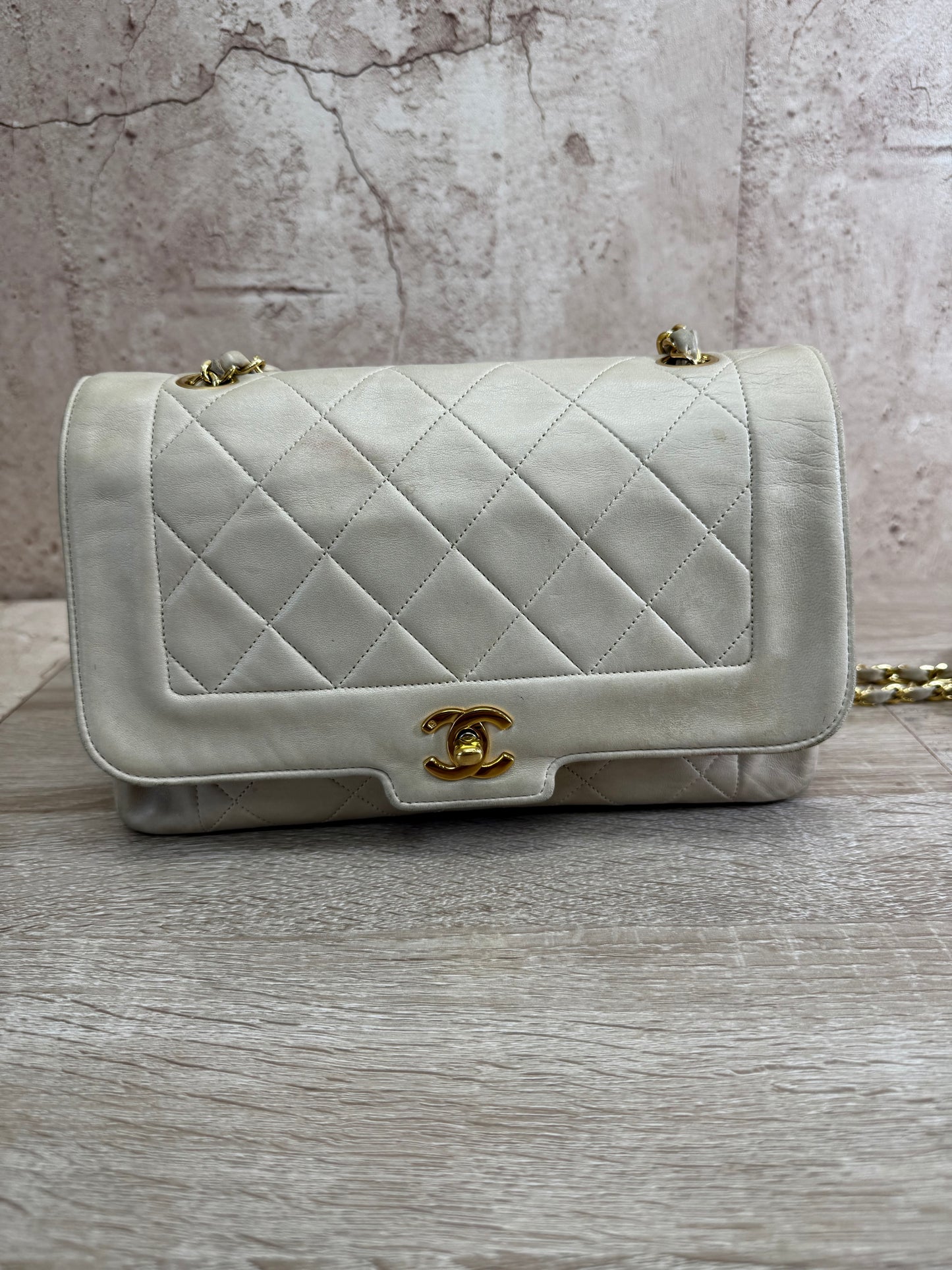 Chanel Beige Quilted Lambskin Single Flap Bag